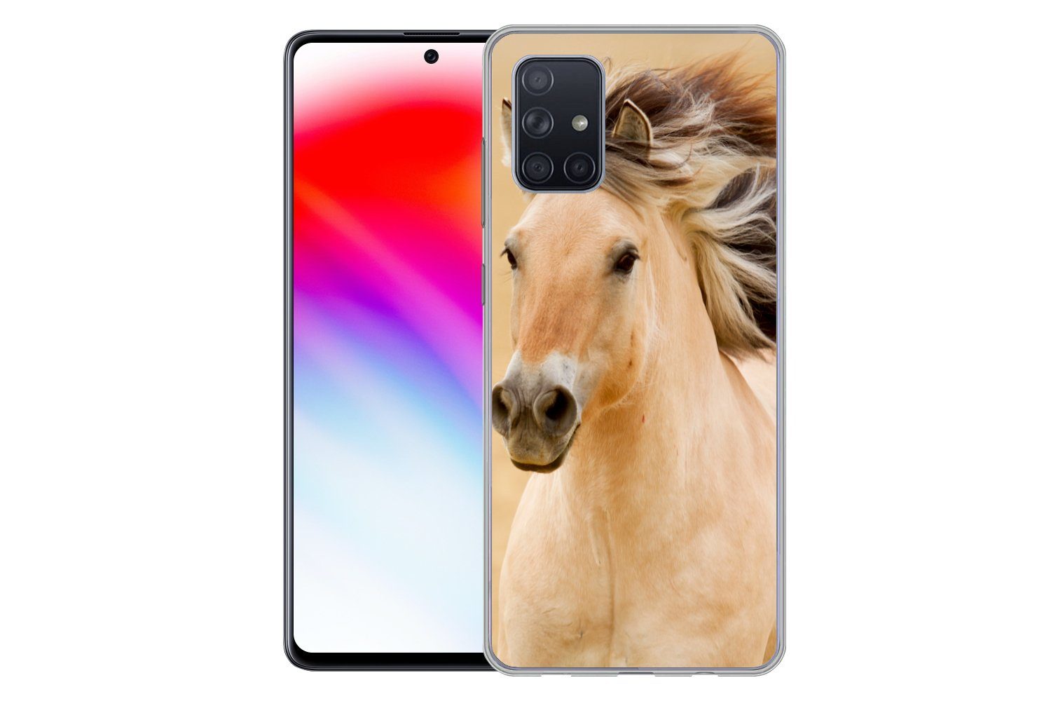 MuchoWow Handyhülle für Samsung Galaxy A51 Pferde - Tiere - Mähne - Porträt, Smartphone-Bumper, Print, Handy Schutzhülle Dünn