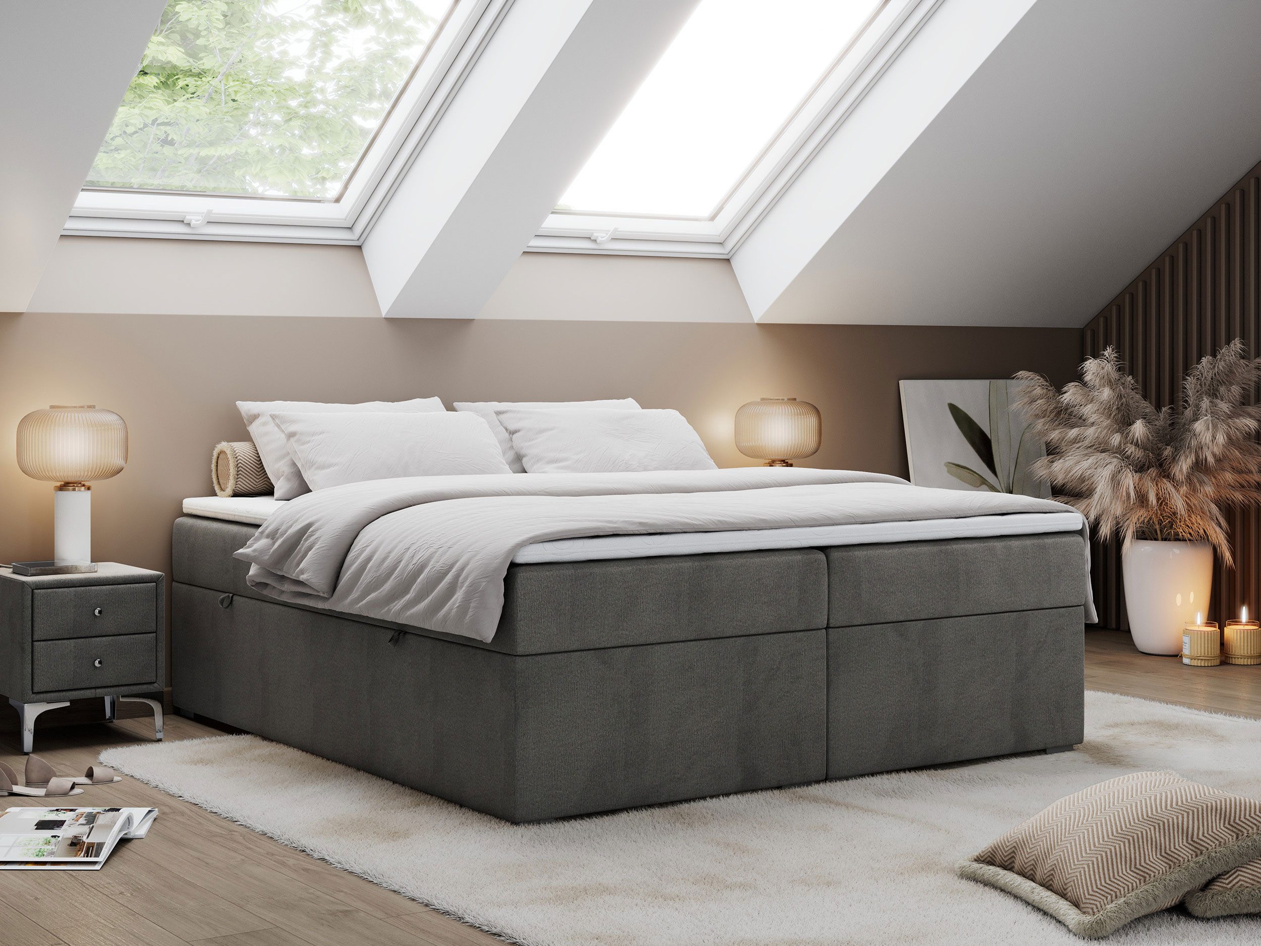 MKS MÖBEL Boxspringbett BESS (Set, Packung, Zwei Bettkästen, T30-Schaum, 7 günstig online kaufen