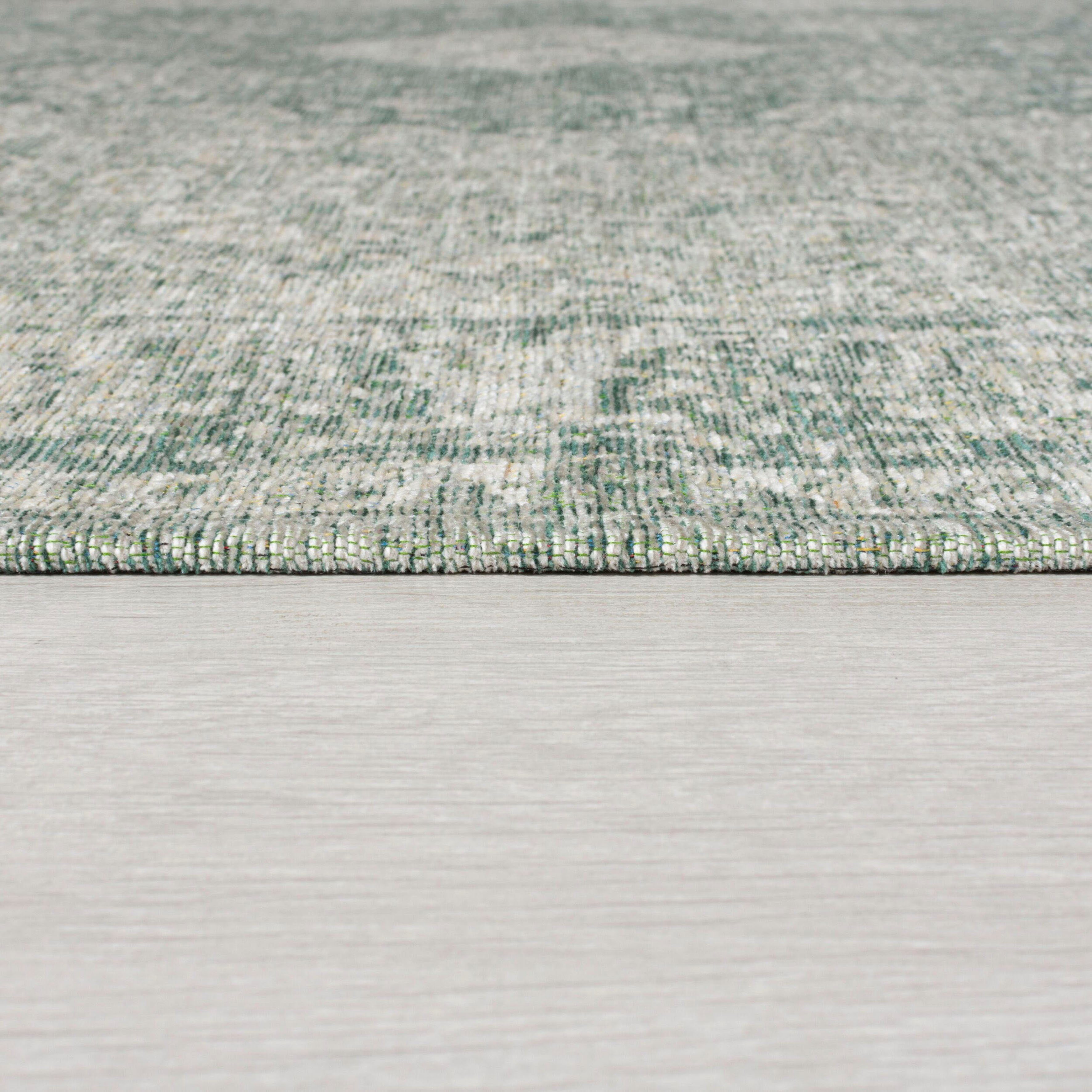 rechteckig, 4 Höhe: mm, FLAIR RUGS, Antique, grün Vintage-Muster Teppich