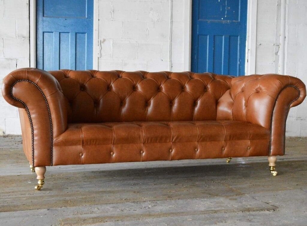 Chesterfield-Sofa Design Sofa Chesterfield Luxus Couch Polster Braun