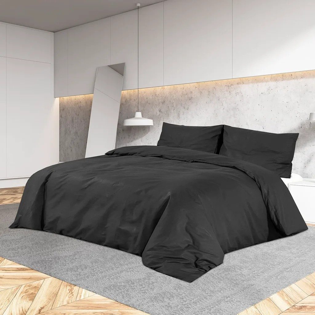 vidaXL Bettbezug vidaXL Bettwäsche-Set Schwarz 240x220 cm Leichte Mikrofaser