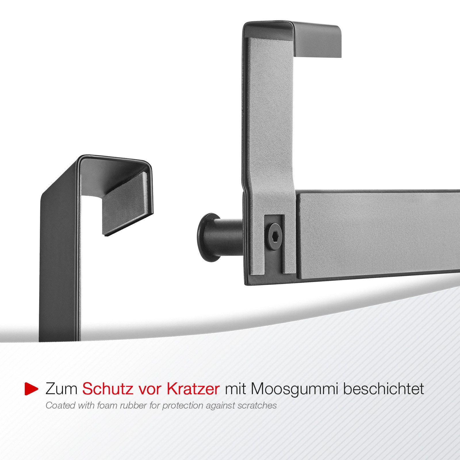 SO-TECH® Türgarderobe Garderobenleiste LINEA 380 x 110 mm, mit 6 Haken Türhaken, (1-St), Edelstahl schwarz matt, für Türen mit Falz max. 16 mm – Bild 5 von 5