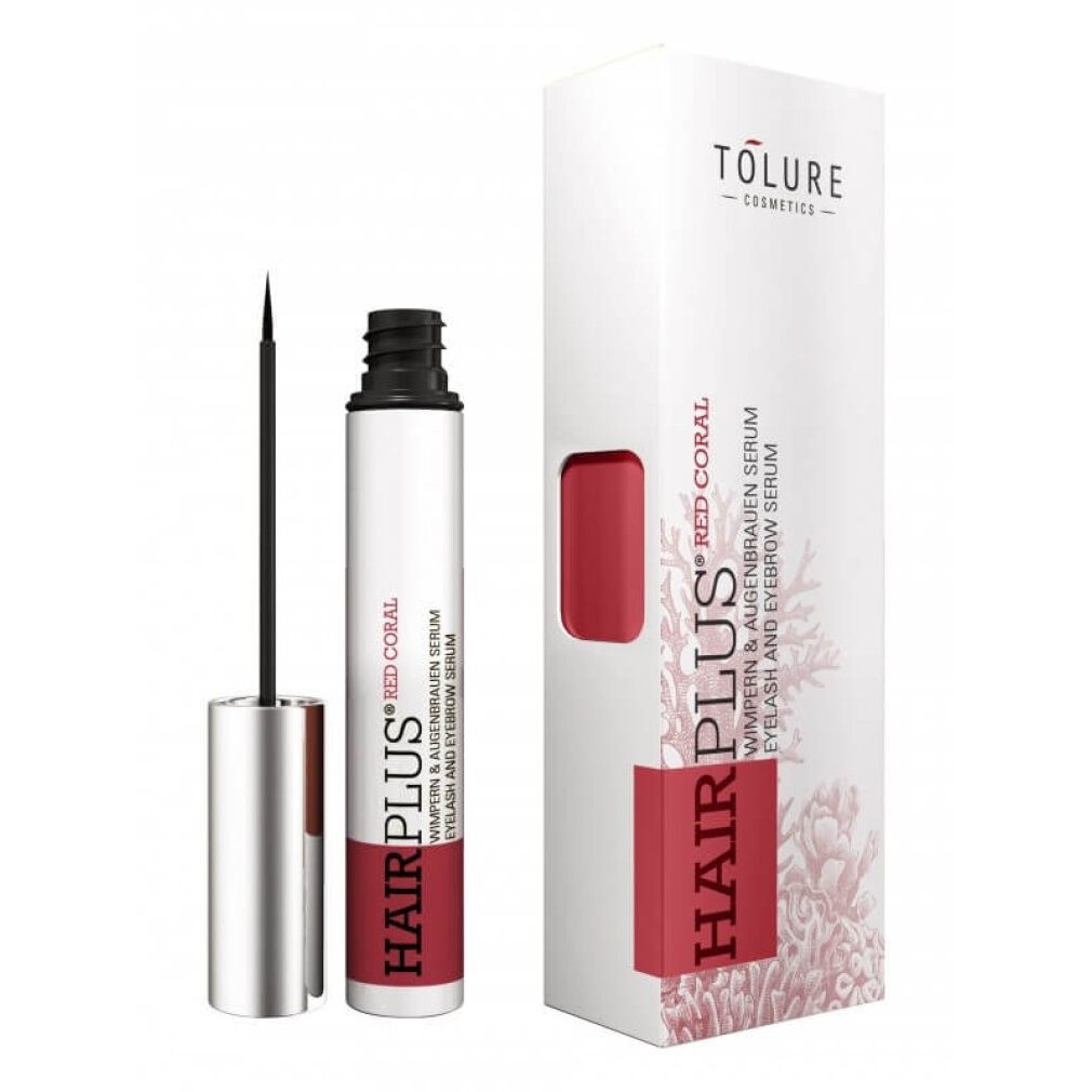 Tolure Cosmetics Augenserum Veganes Serum für Wimpern und Augenbrauen Hair plus Red Coral 3 ml
