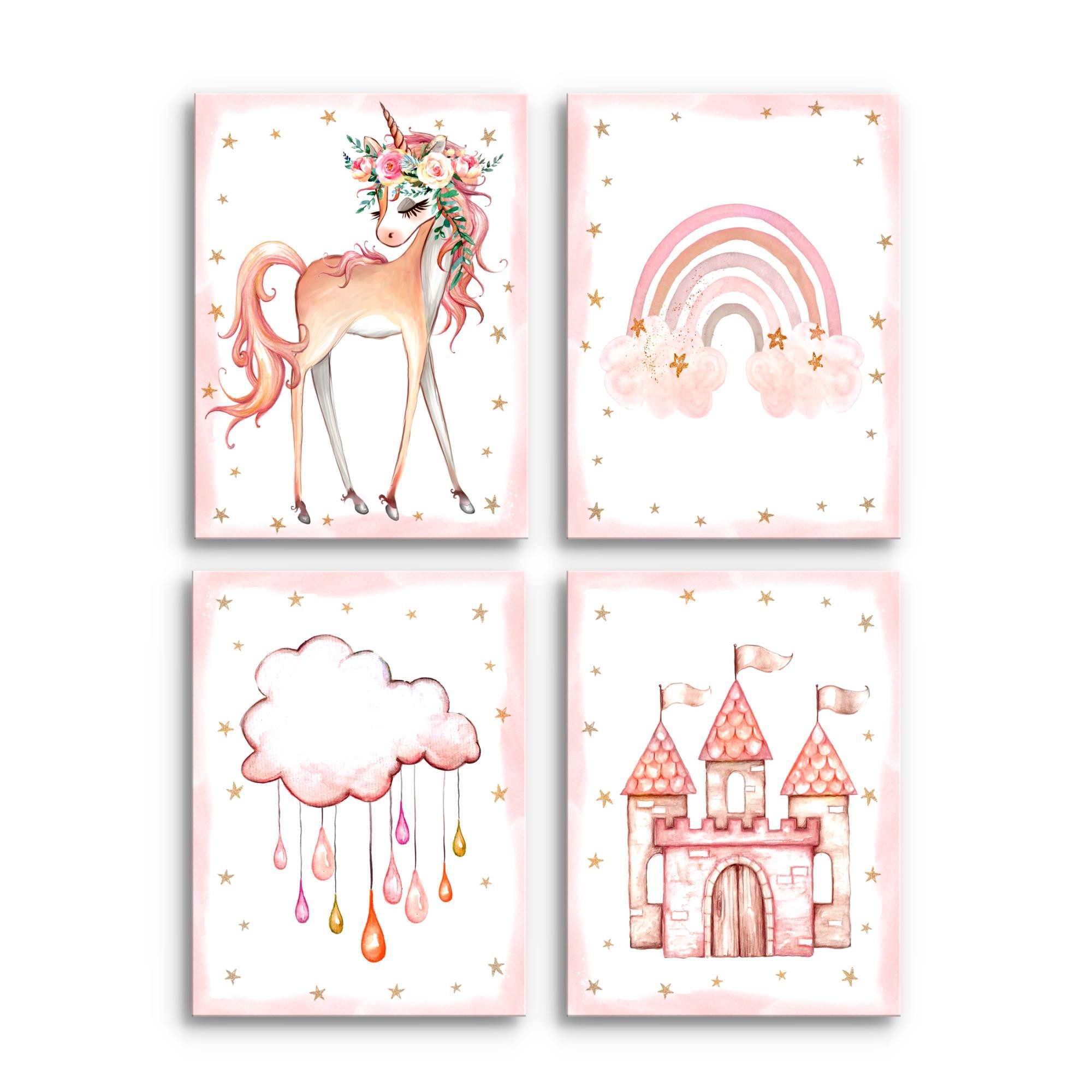 Novart Wandbild Kinderzimmer Mädchen Einhorn Rosa günstig online kaufen