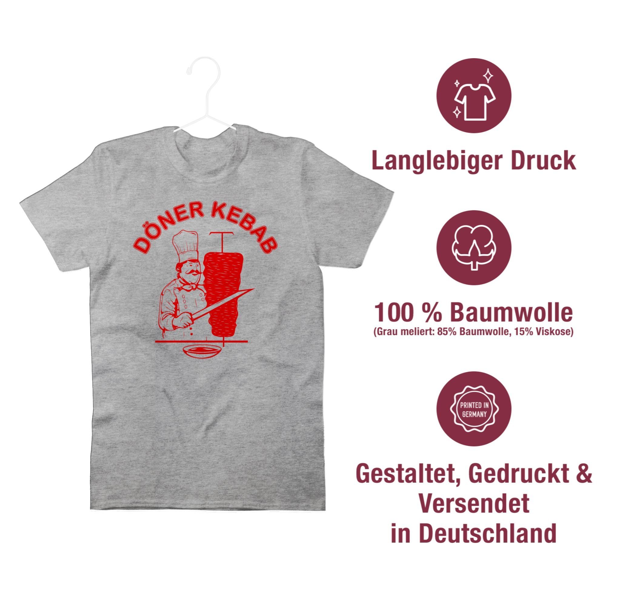 Shirtracer T-Shirt Original Kebab Logo Karneval Fasching meliert 01 Döner & Grau