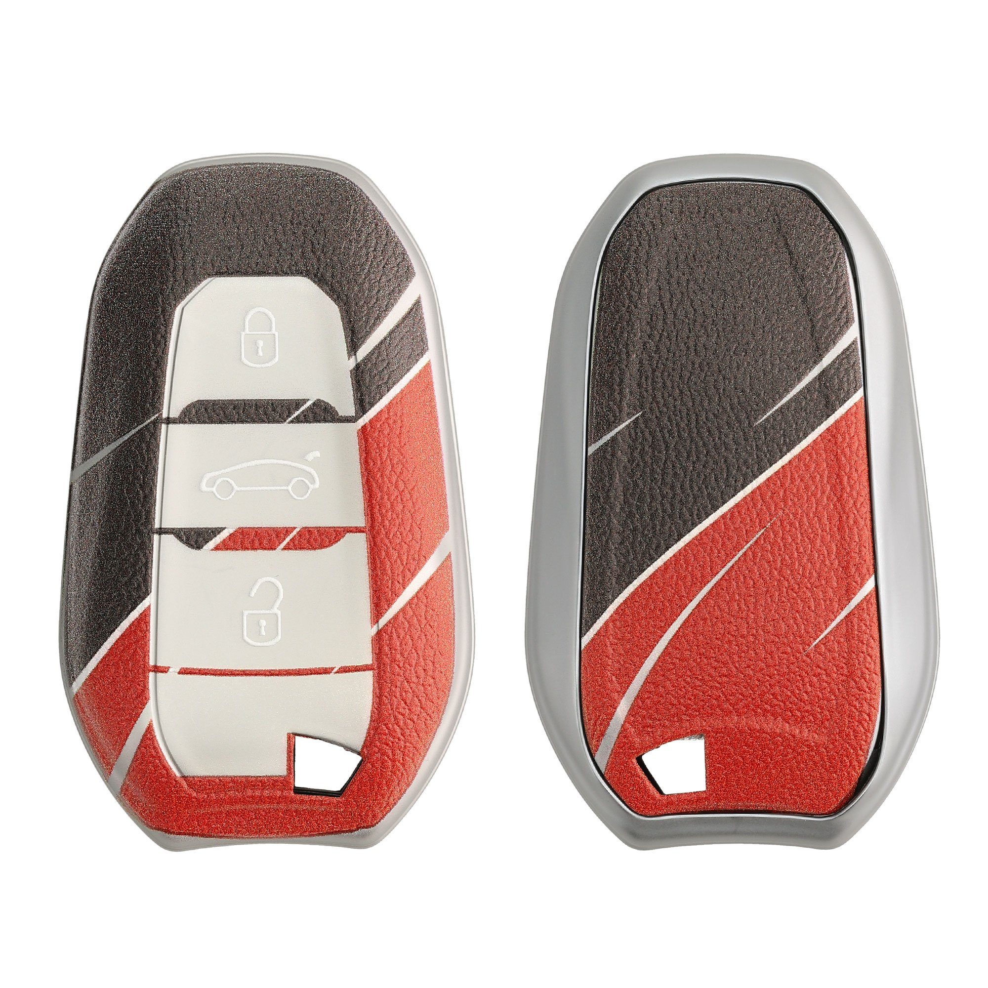 kwmobile Schlüsseltasche Autoschlüssel Hülle für Peugeot Citroen, TPU Schutzhülle Schlüsselhülle Cover Grau