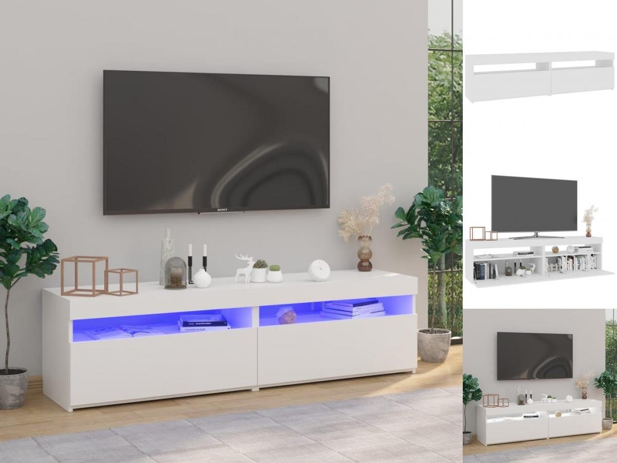 vidaXL TV-Schrank TV-Schränke 2 Stk mit LED-Leuchten Hochglanz-Weiß 75x35x40 cm Lowboard
