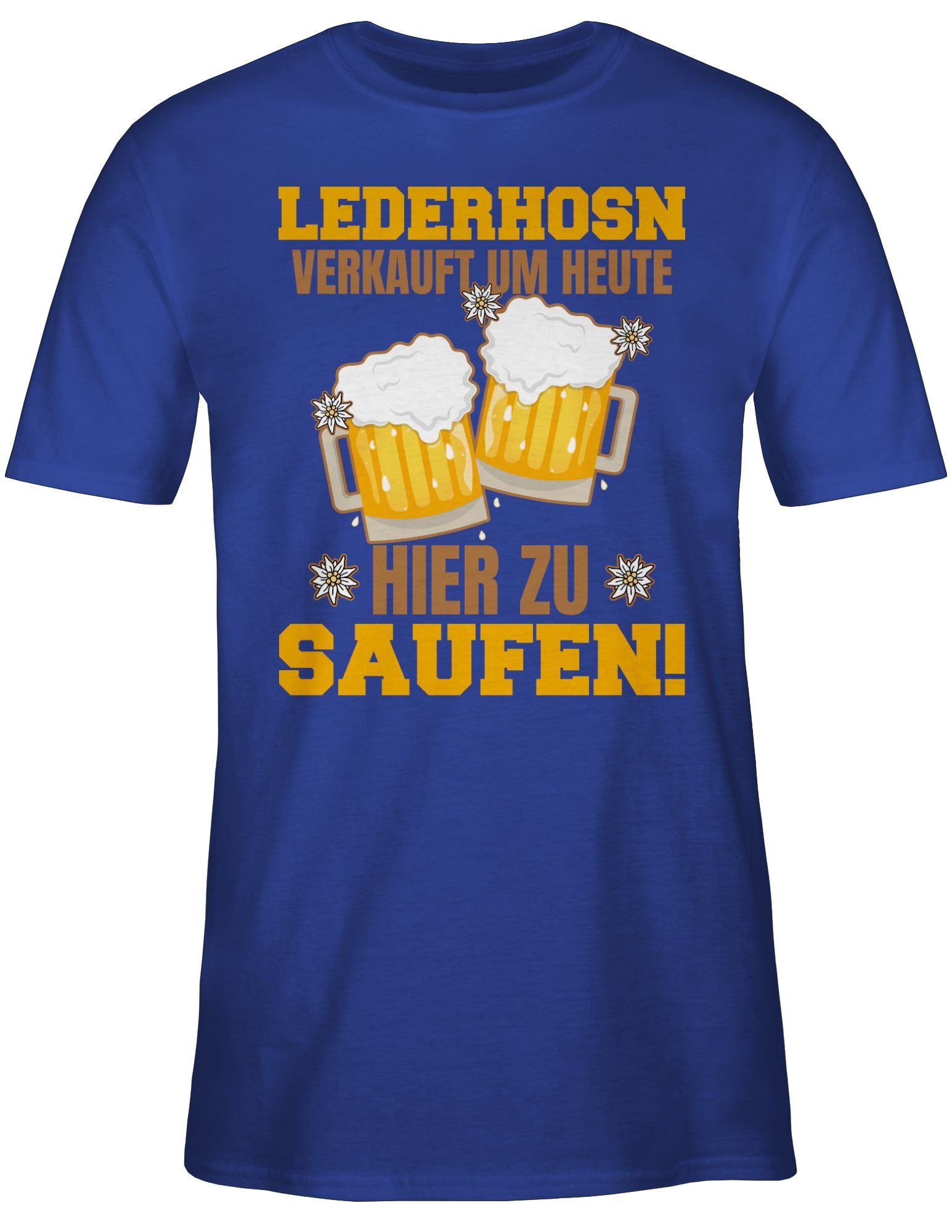Herren Royalblau Lederhosn um zu Bierkrug - Oktoberfest verkauft heute Mode hier Shirtracer T-Shirt 03 saufen für