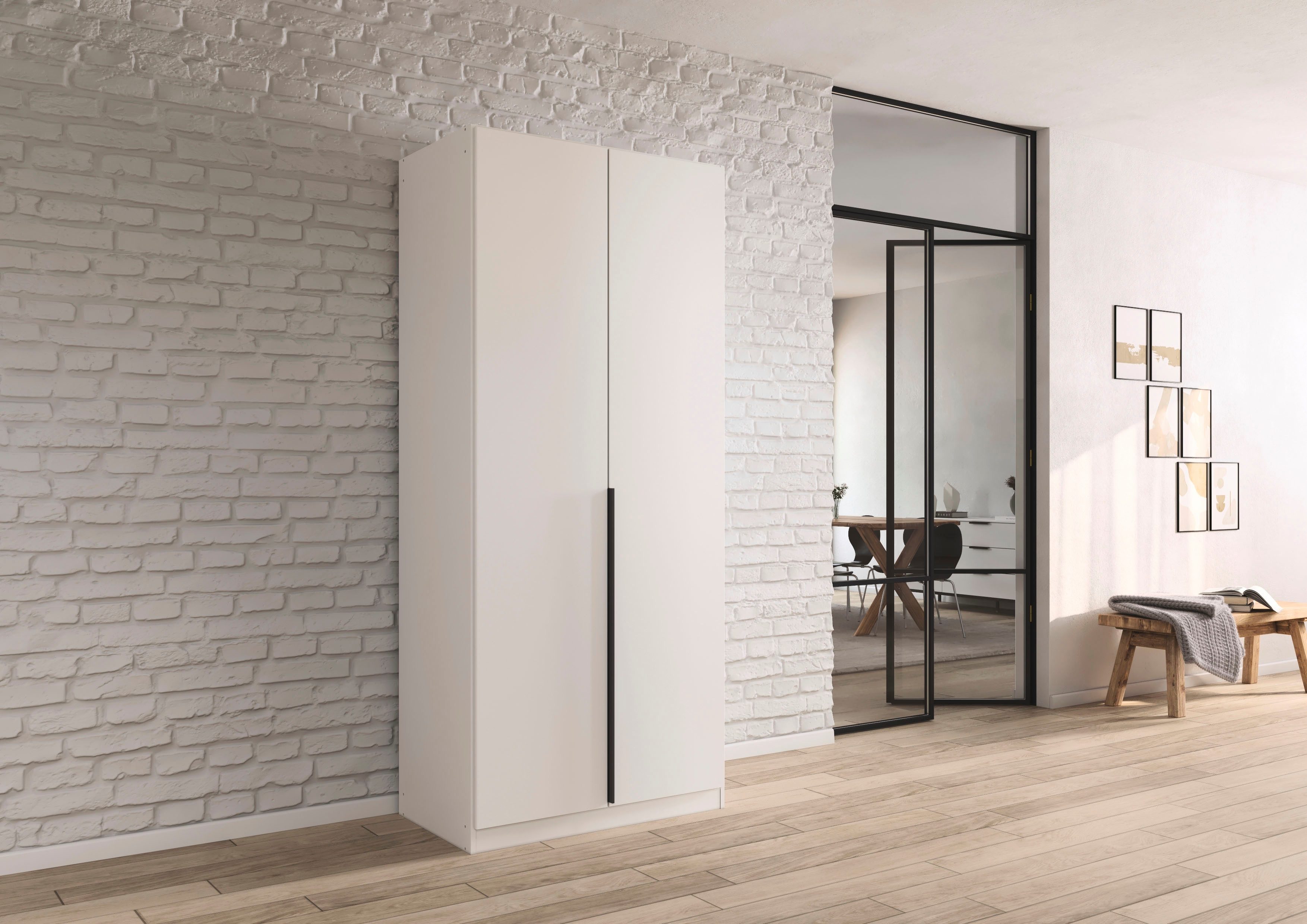 OTTO home Drehtürenschrank Kleiderschrank Schrank Garderobe AGORDO Schlafzimmer (in zwei Griff-Farben, Breiten 91-405 cm, Dekor- oder Hochglanzfront) durchdachte Innenausstattung, in 8 Breiten und 2 Höhen MADE IN GERMANY