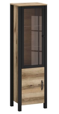 Feldmann-Wohnen Vitrine Derby (Derby, 1-St., Vitrine) 56x43x191cm Eiche Delano hell / schwarz