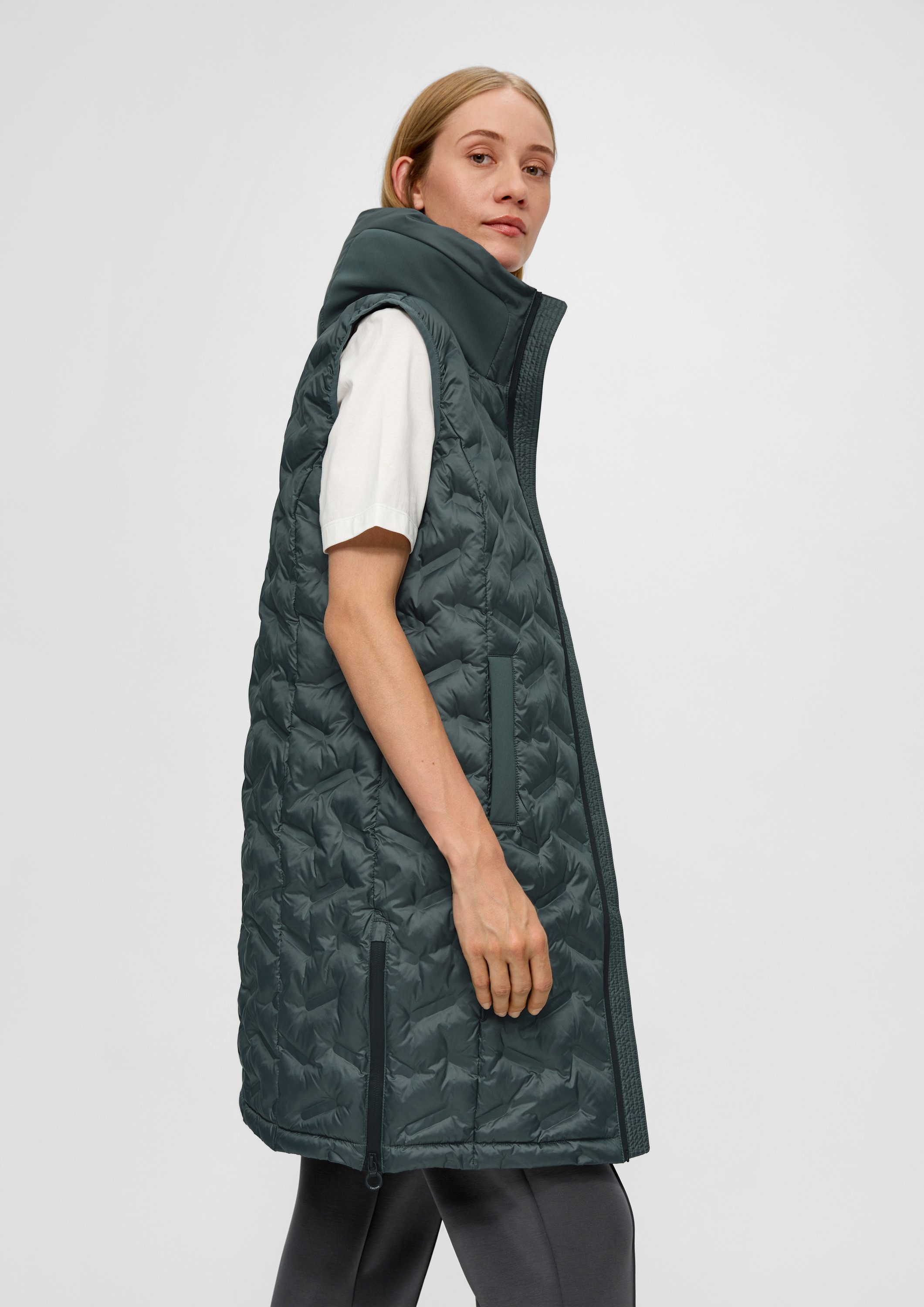 s.Oliver Outdoorjacke Outdoor-Weste Lange Weste mit Steppung