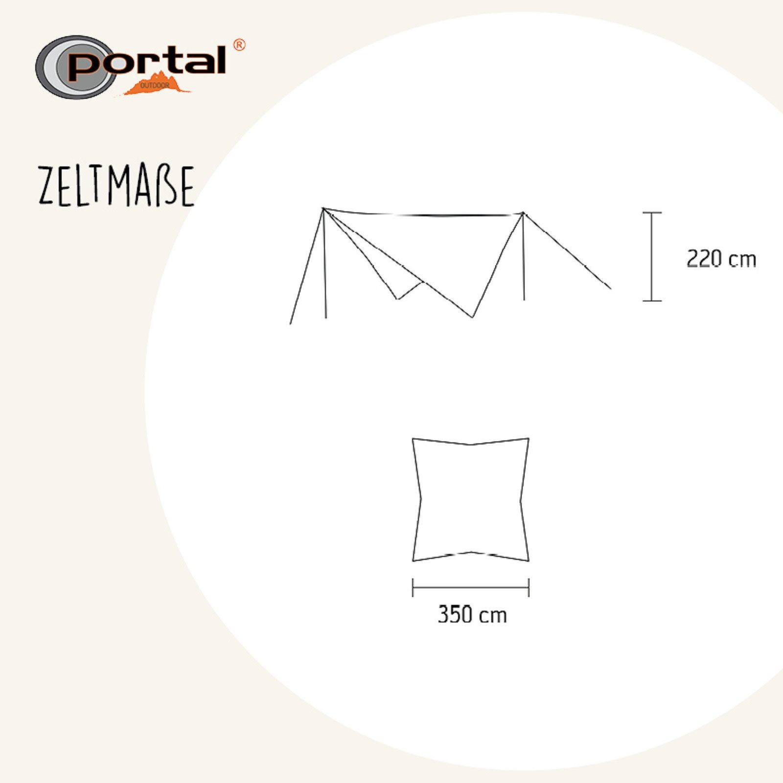 Portal Outdoor Sonnensegel "Mesa grau - grün" Camping Markise, 350x350x220 cm Camping, (komplett-Set, mit Transporttasche), UV 50+ / inkl. Tragetasche