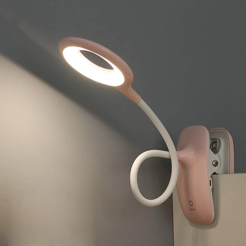 ZGNB LED Dimmbare Klemmleuchte Leselampe klemmbar 360°Flexibel Leselampe USB Wiederaufladbare Clip-Licht 3 Helligkeitsstufen Touch-Steuerung zum Anklippen für Schlafzimmer Büro