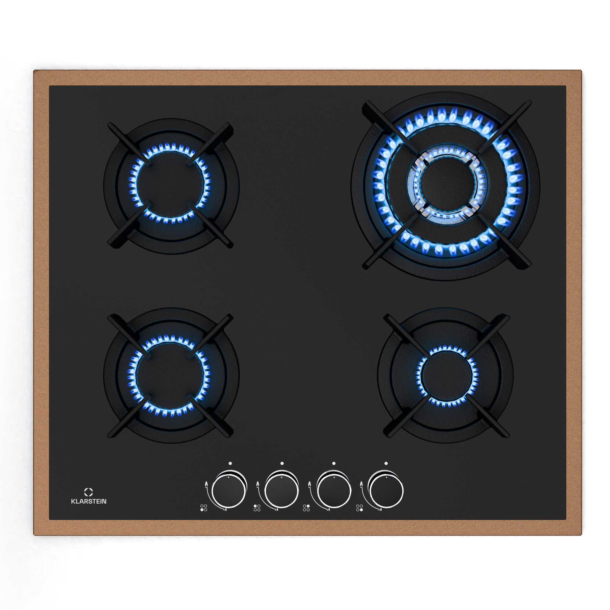 Klarstein Induktions-Kochfeld CP11-KL-LF-60cm-Bl CP11-KL-LF-60cm-Bl, Gaskochfeld 4 Brenner Elektrische Zündung Küche
