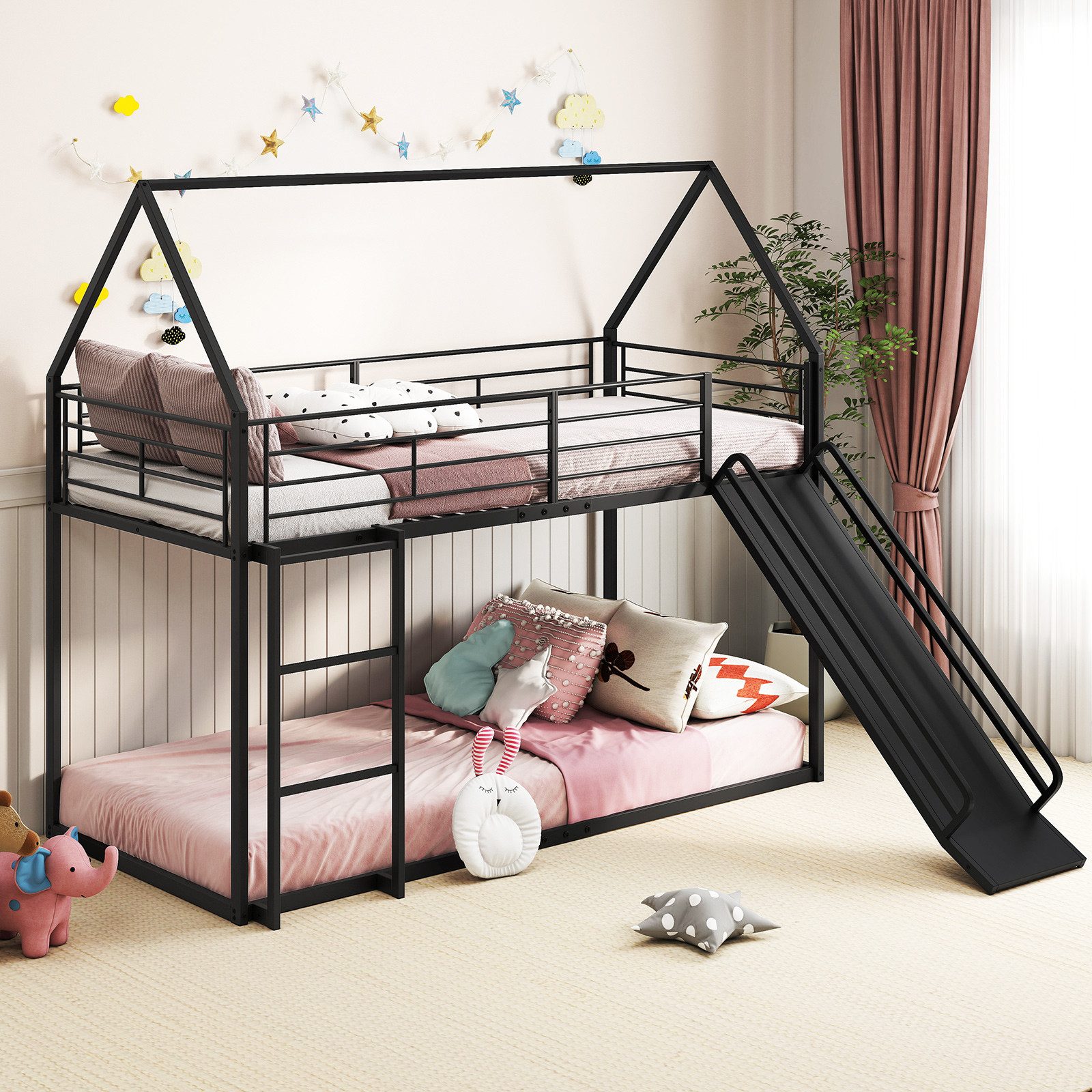 COSTWAY Hochbett Etagenbett, Kinderbett, mit Rutsche günstig online kaufen