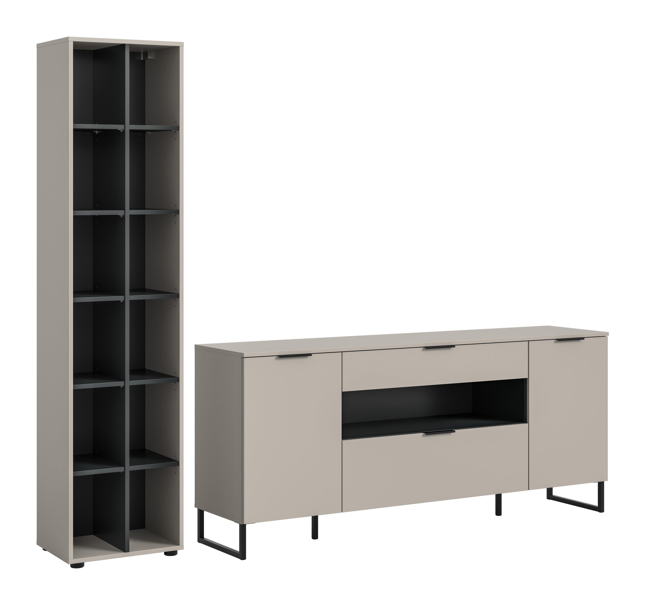 Newroom Wohnwand Kaschmir 245 cm, Wohnwand Kaschmir Modern Wohnzimmerschrank TV Wand Wohnzimmer Schra...