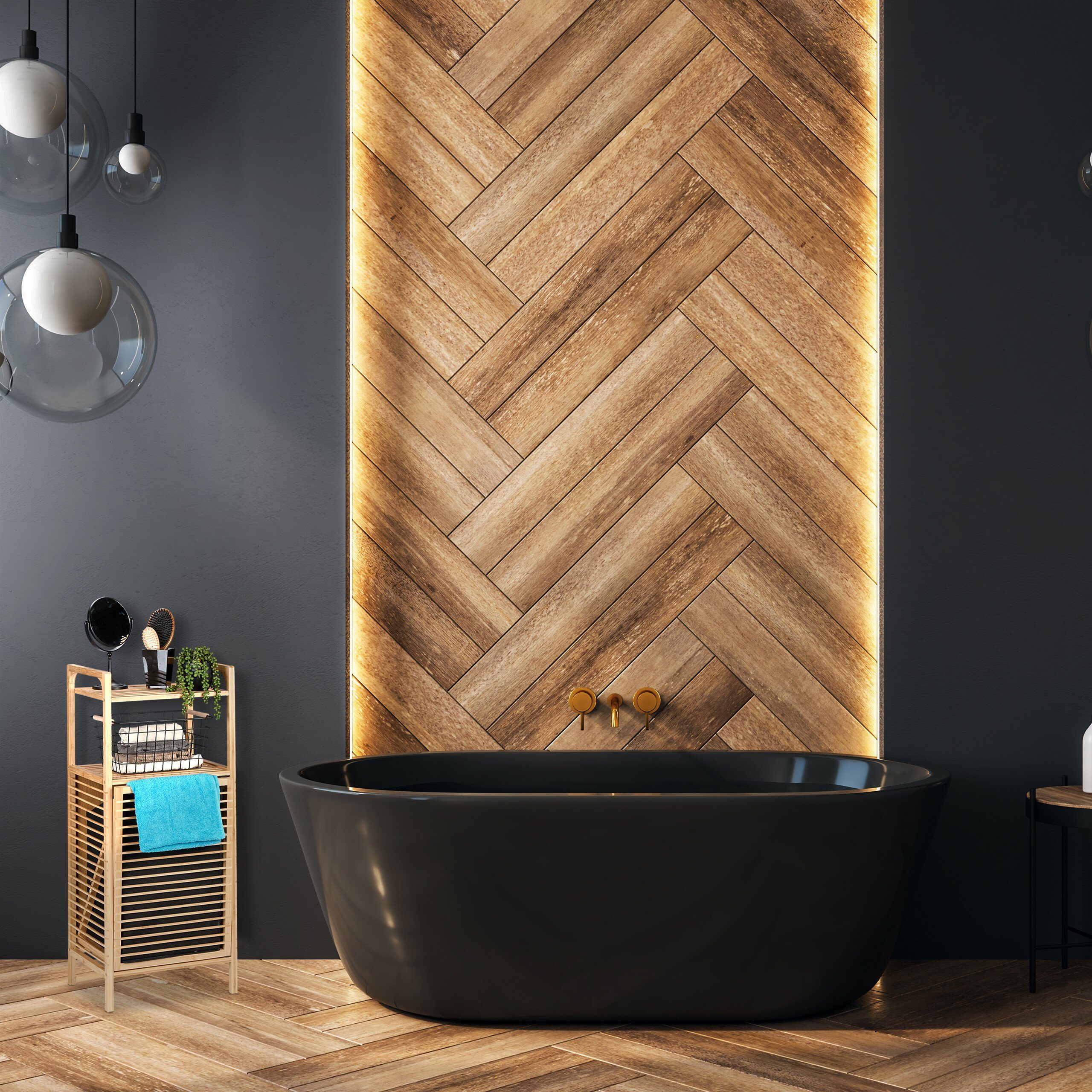 relaxdays Wäschekorb Bambus Badregal mit Wäschekorb günstig online kaufen