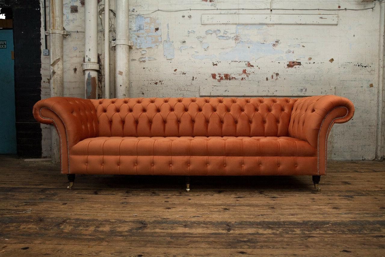 Xlmoebel Chesterfield-Sofa Chesterfield Textil Sofa in luxuriösem Design aus Leder, 4-Sitzer, Hergestellt in Europa