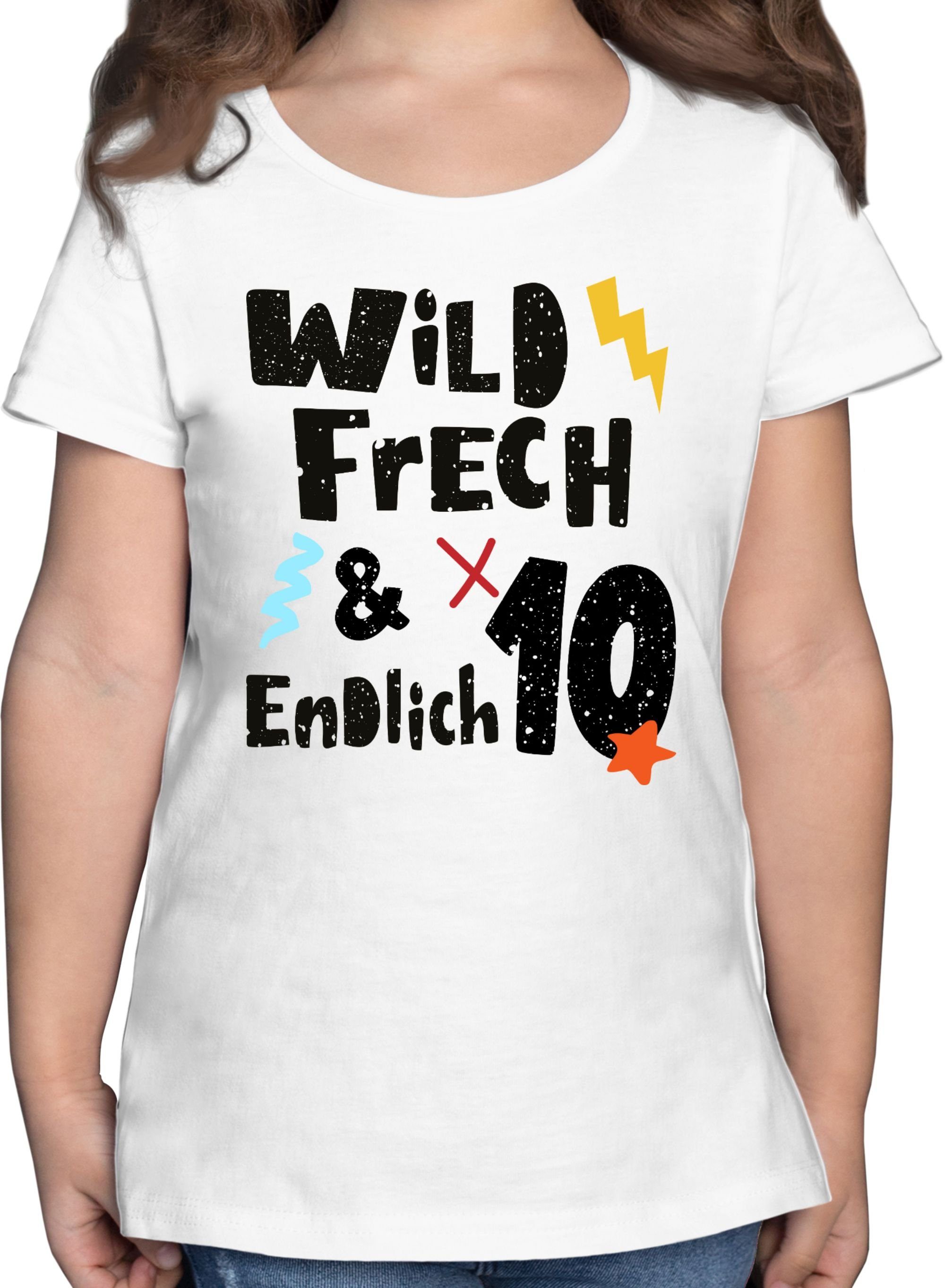 Shirtracer T-Shirt Wild frech und endlich 10 - Wunderbar zehn Jahre 10. Geburtstag 3 Weiß