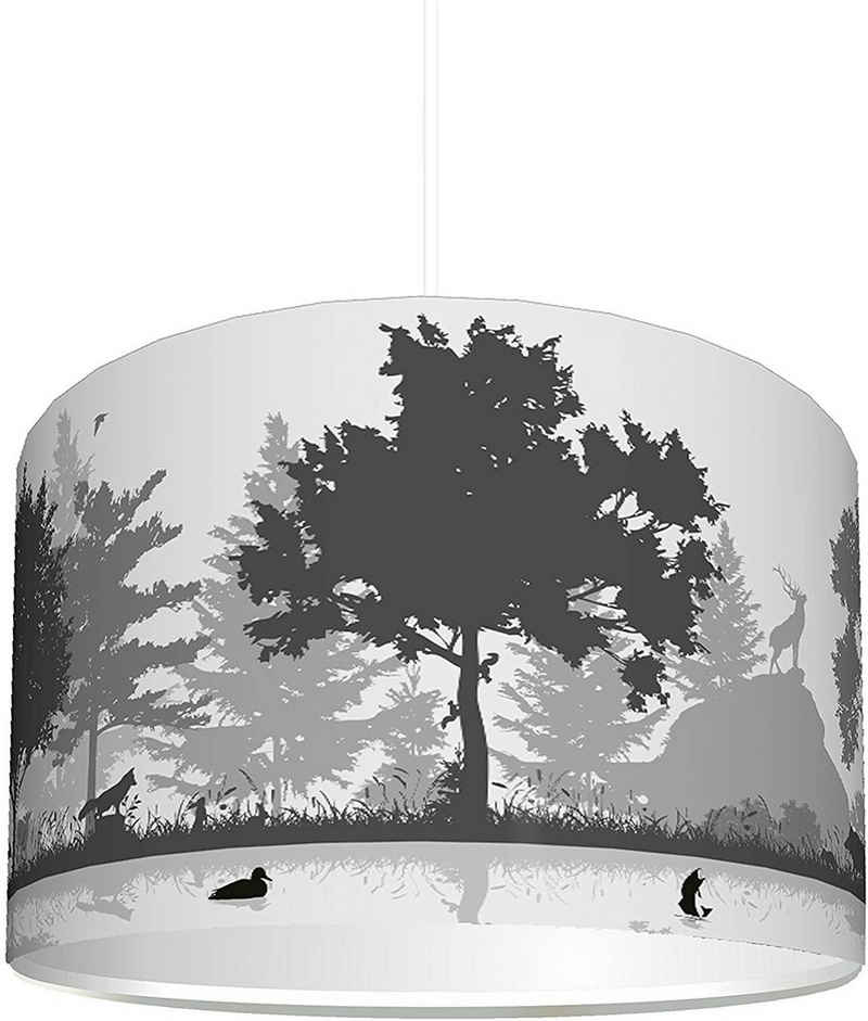 STIKKIPIX Lampenschirm »KL47«, Lampenschirm "Waldtiere grau", kinderleicht eine Tier-Lampe erstellen, als Steh- oder Hängeleuchte/ Deckenlampe