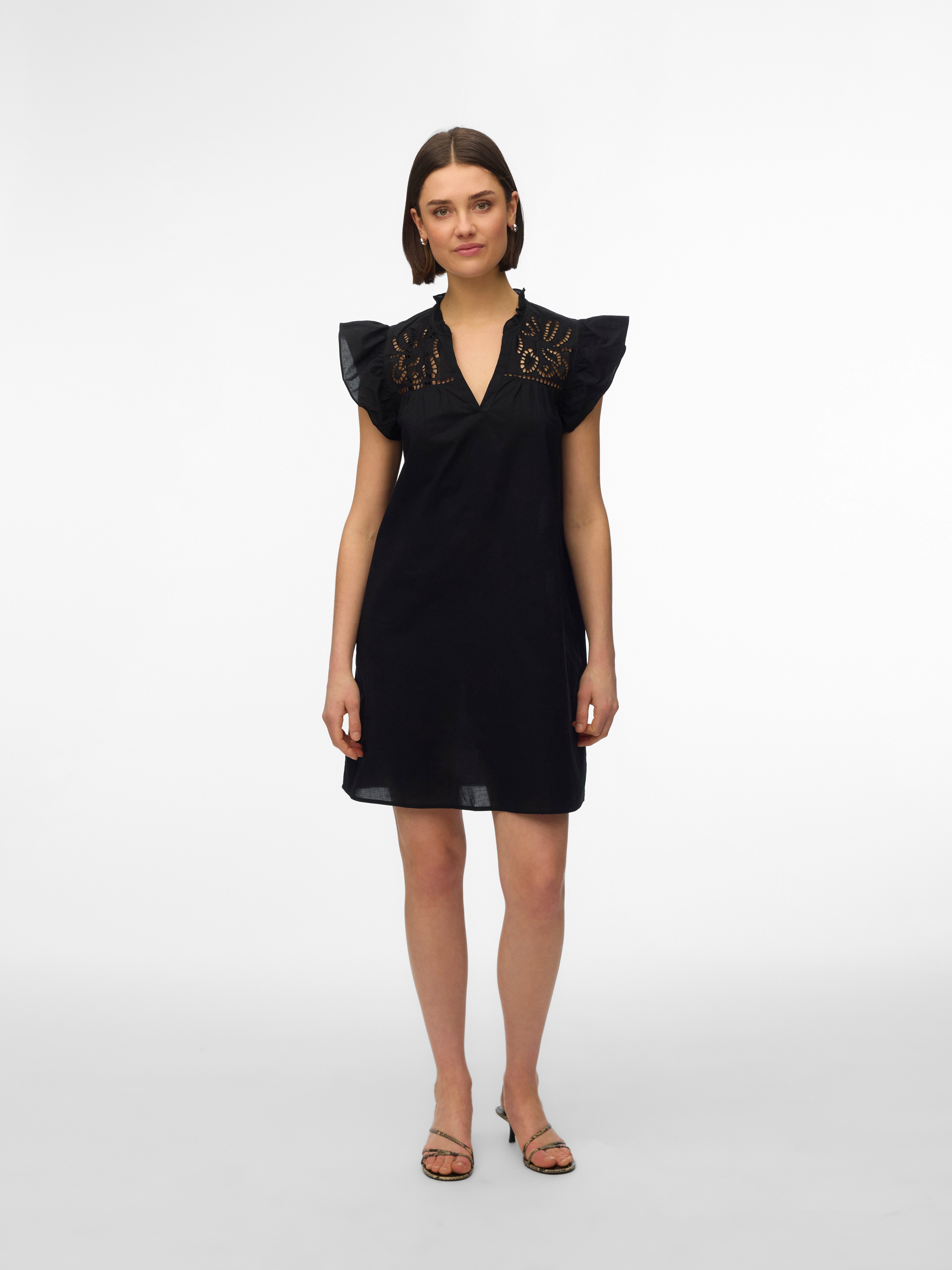 Vero Moda Minikleid VMLINE SS SHORT DRESS WVN NOOS Baumwolle – Bild 4 von 5