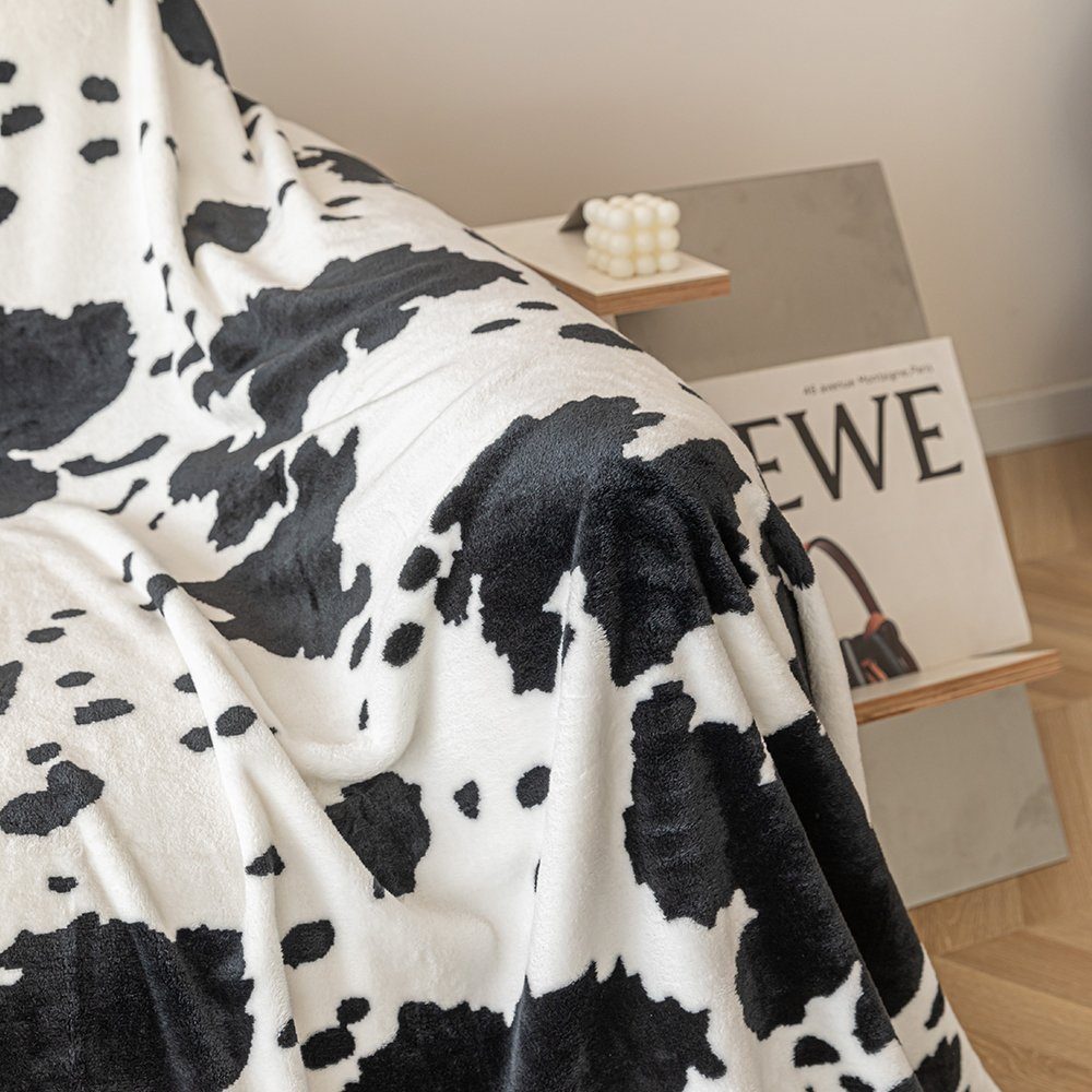 Wolldecke Kuh Muster / Kuscheldecke / Schlafdecke / 150x200cm, Brilliant, Kuh-Design – Bild 5 von 5