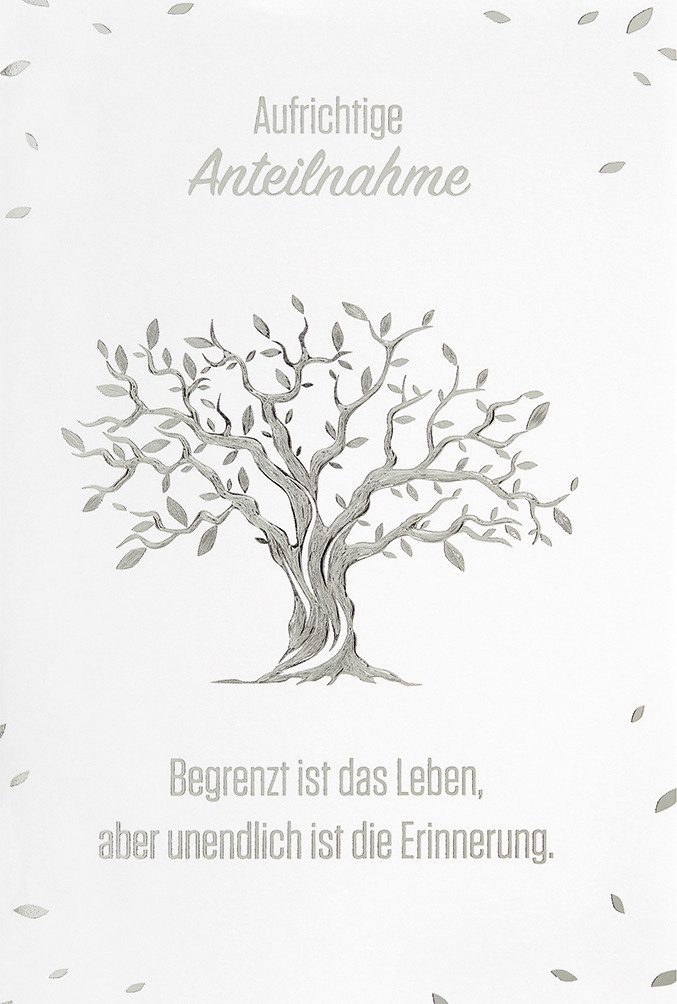 BSB Grußkarten Trauerkarte - Glückwunschkarte im Format 11,5x17cm - Aufrichtige