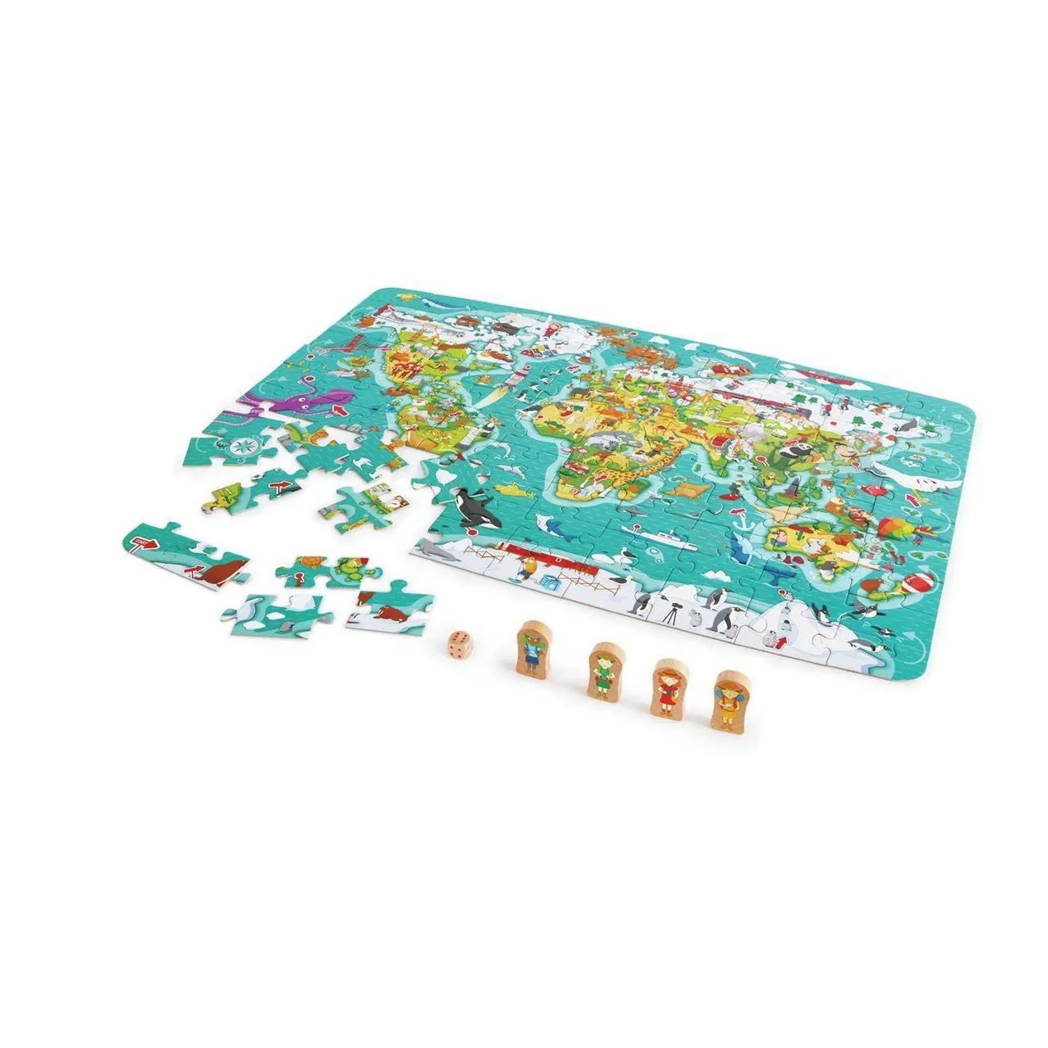 Toynamics Europe Puzzle "2-in-1-Weltreise" Puzzle und Spiel / 105 Teile, 105 Puzzleteile
