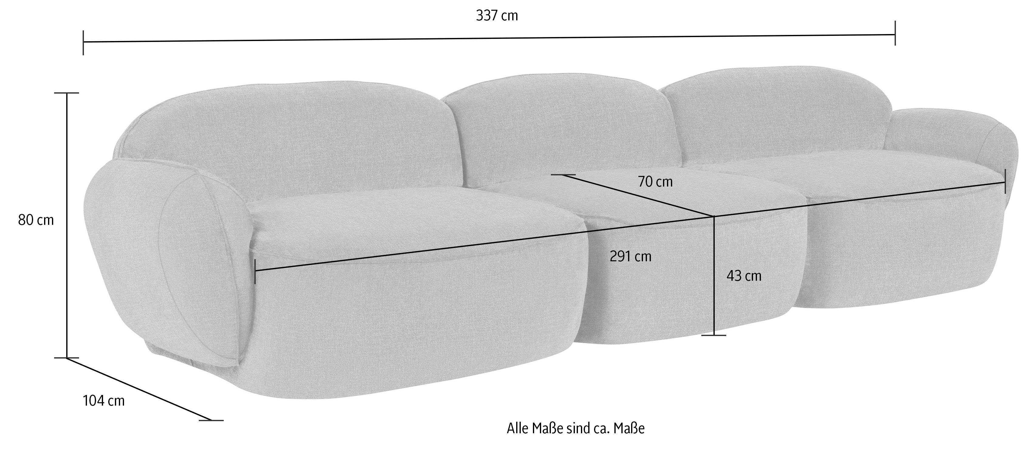 3,5-Sitzer skandinavischen durch Design komfortabel furninova Bubble, im Memoryschaum,