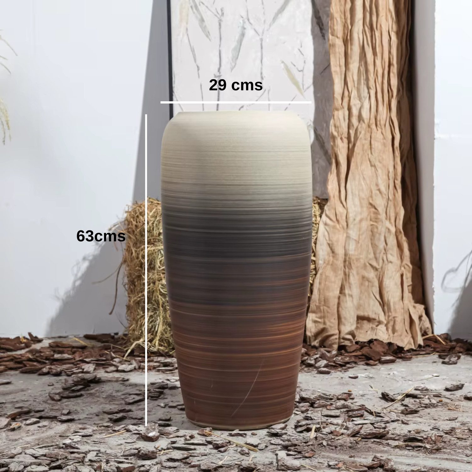 Quality Elegance Bodenvase Keramikvase im Nordic Vintage Stil – Mit Farbverlauf, Keramikvase groß