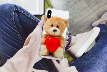 MuchoWow Handyhülle Ein Teddybär zum Valentinstag, Handyhülle Apple iPhone Xs, Smartphone-Bumper, Print, Handy