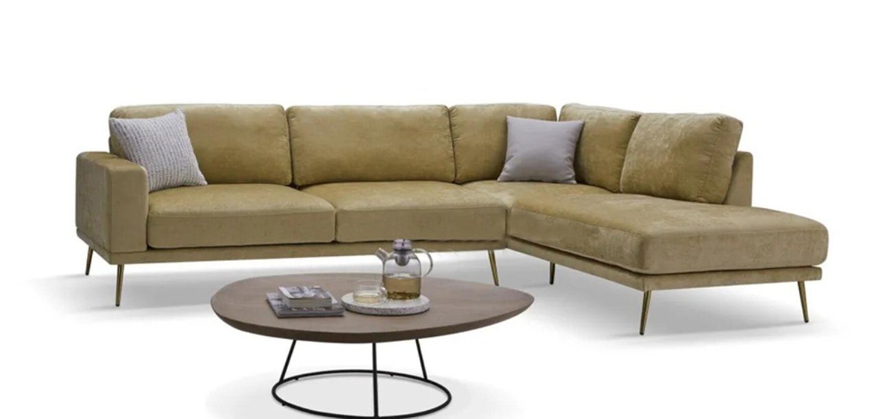 JVmoebel Ecksofa, Design Stoff L-Form Couch Wohnlandschaft Ecksofa Garnitur Braun