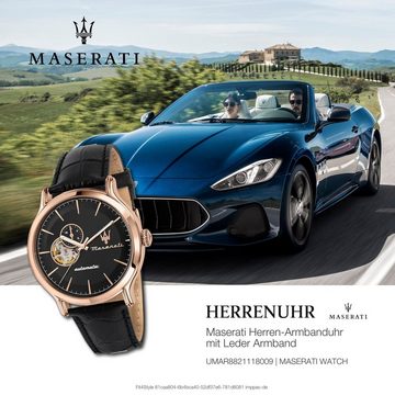 MASERATI Quarzuhr Maserati Herren Uhr Analog EPOCA, Herrenuhr rund, groß (ca. 42mm) Lederarmband, Made-In Italy