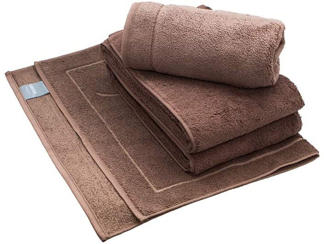 EASYmaxx DESCAMPS Handtuch Handtuch Braun Baumwolle, Kakao Set & Waschlappen, 2-tlg Cacao Handtuch Waschlappen & Set