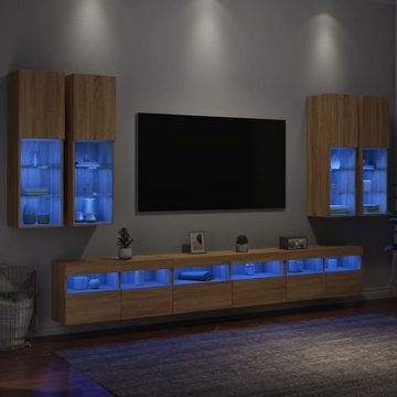 vidaXL TV-Schrank 7-tlg. TV-Wohnwand mit LED-Leuchten Sonoma-Eiche (1-St)
