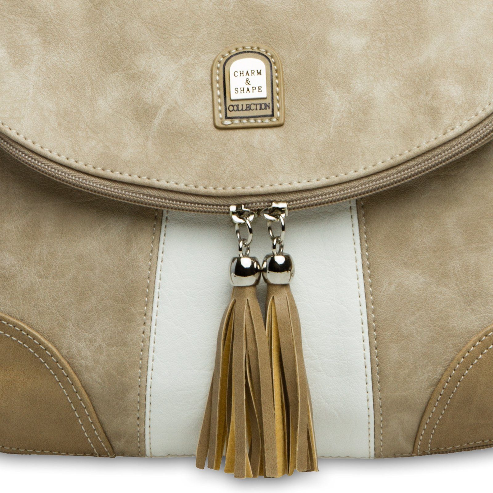 diverse beige Rucksack Umhängetasche Umhängetasche Handtasche Umhängetasche - #15105 weiß Damen TS1028 Caspar Tasche Modelle