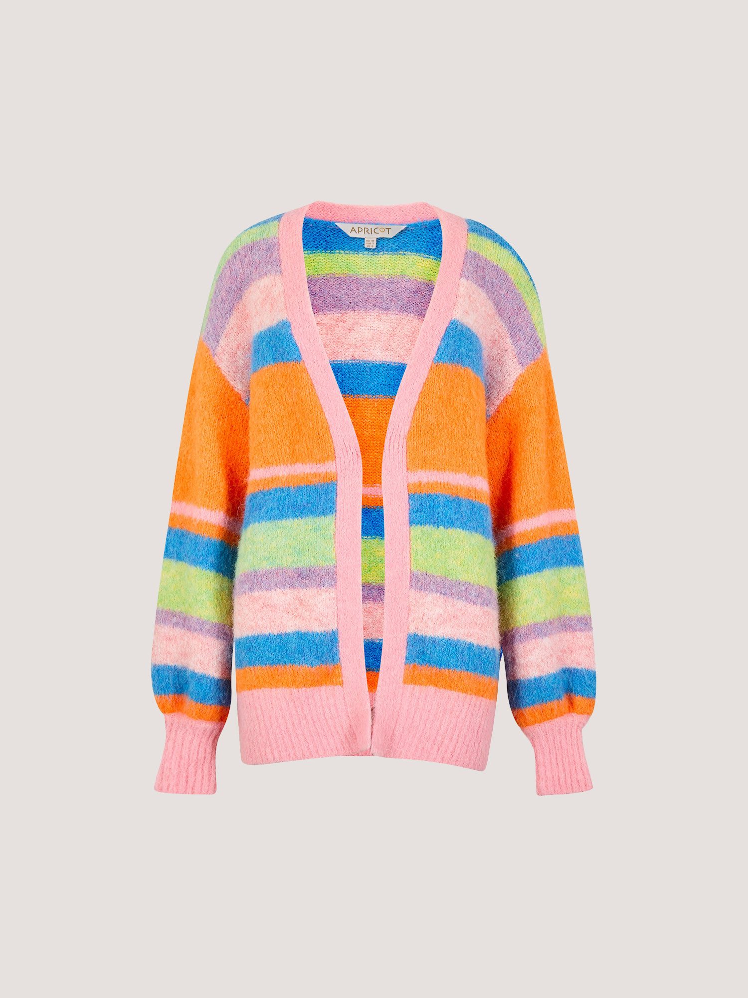 Apricot Cardigan Flauschige Strickjacke mit Streifen