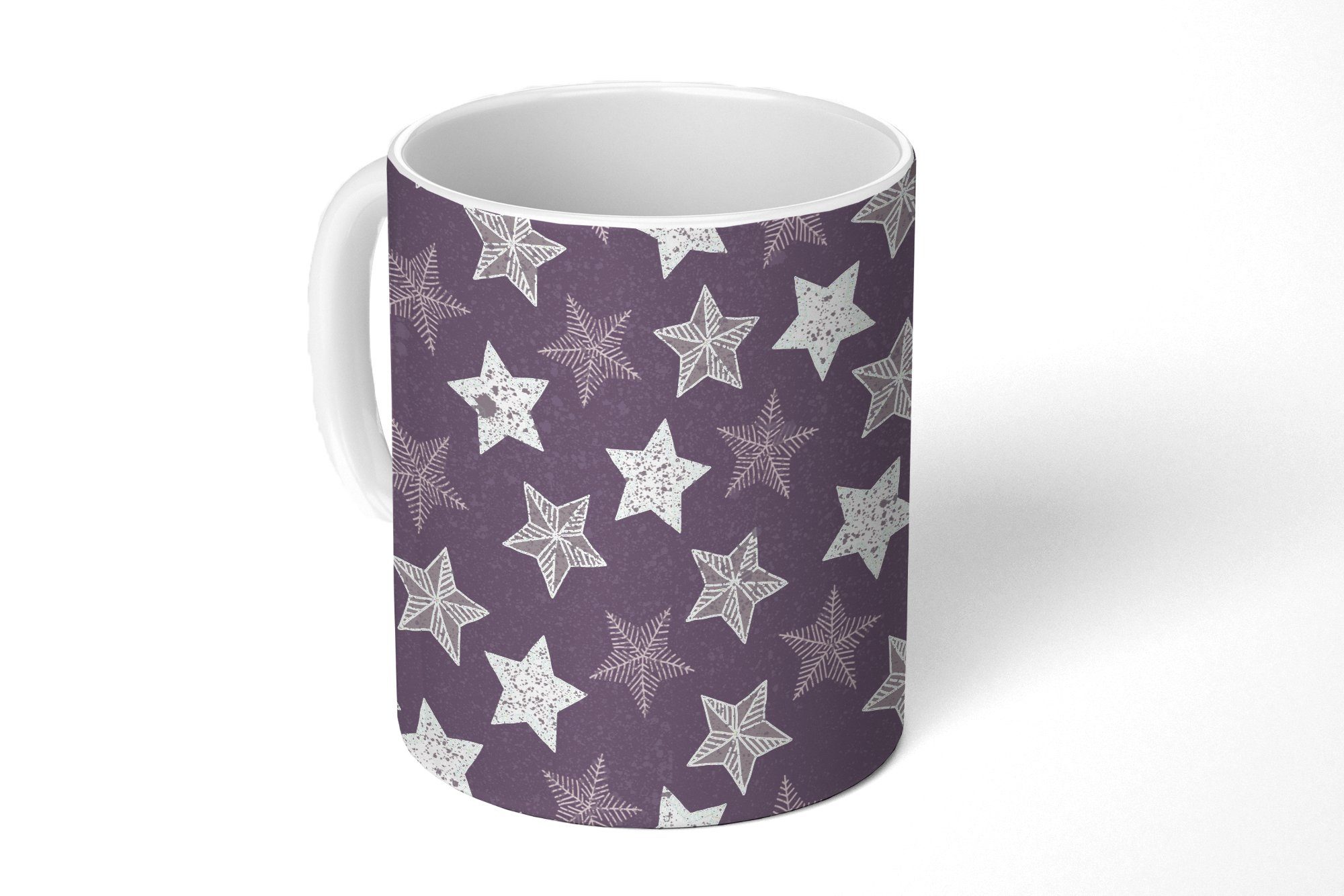 MuchoWow Tasse Muster - Weihnachten - Sterne, Keramik, Kaffeetassen, Teetasse, Becher, Teetasse, Geschenk