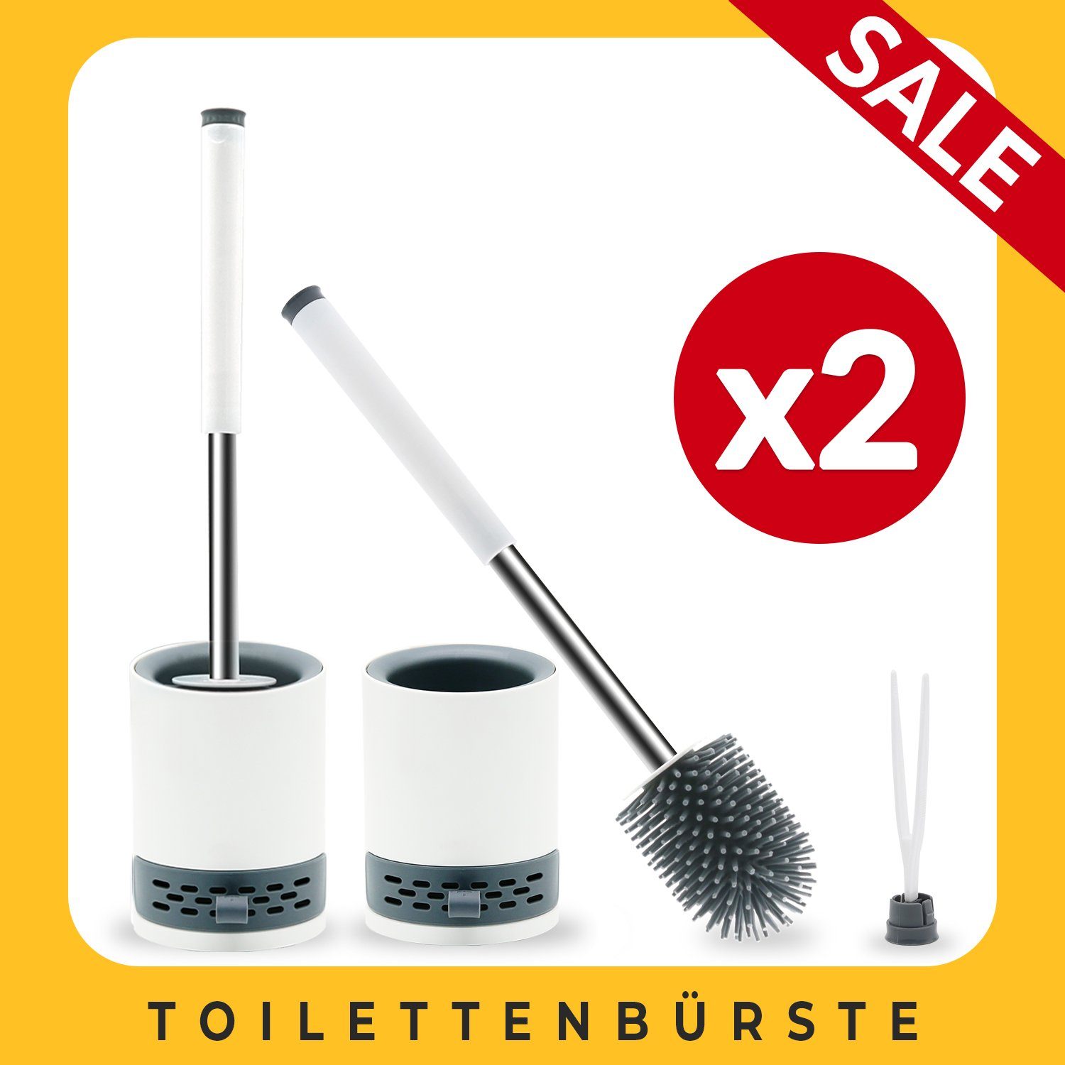 SONNI WC-Reinigungsbürste SONNI Klobürste Silikon Toilettenbürste WC mit Halter Klobürste, Anhänger, Arbeitszimmer, Badezimmer, (2-tlg), Wandmontage & Boden schnell trocknendem Haltersatz für Badezimmer