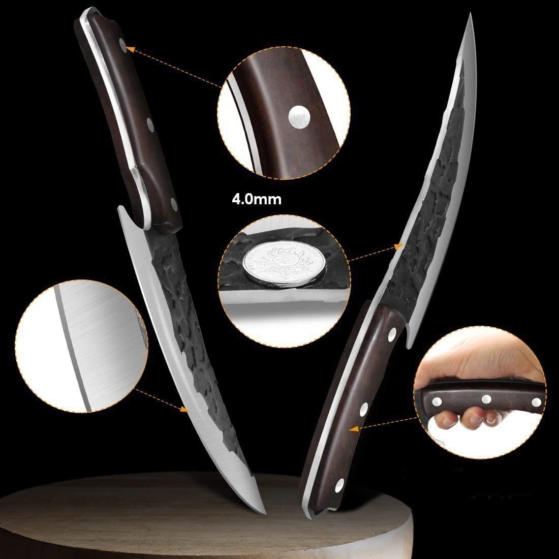 KingLux Ausbeinmesser Handgeschmiedete Hackmesser Küchenmesser Messer Wikinger