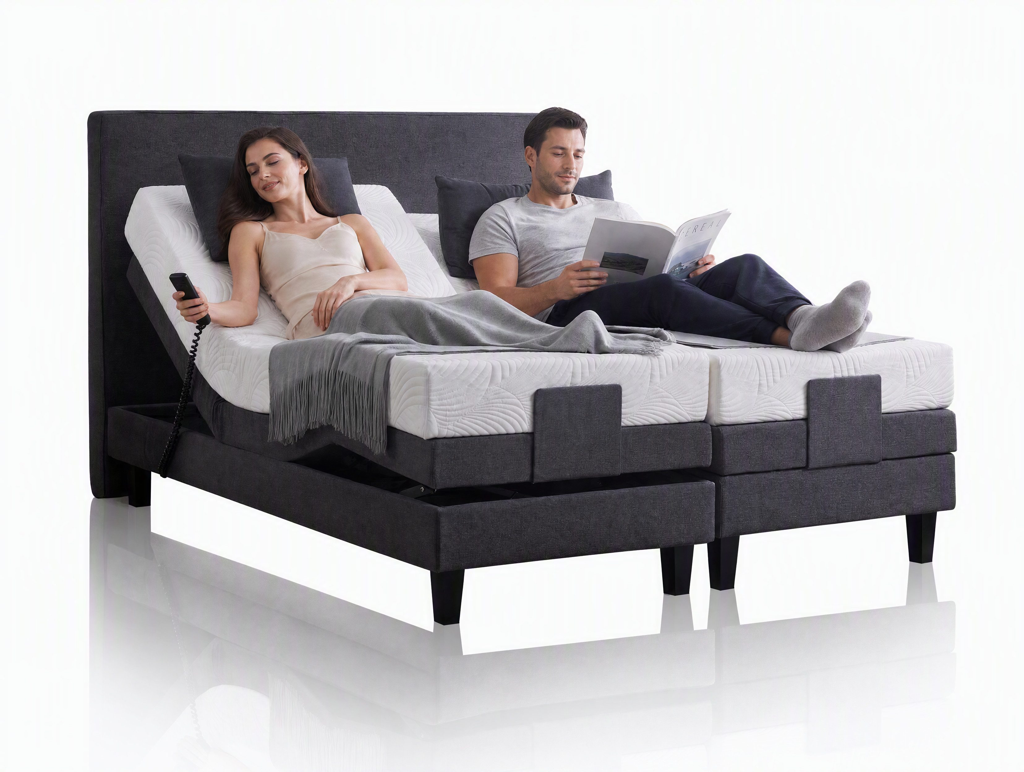 V6 Boxspringbett Motorbett 209E, elektrisch verstellbar, inkl. 7-Zonen Matratze