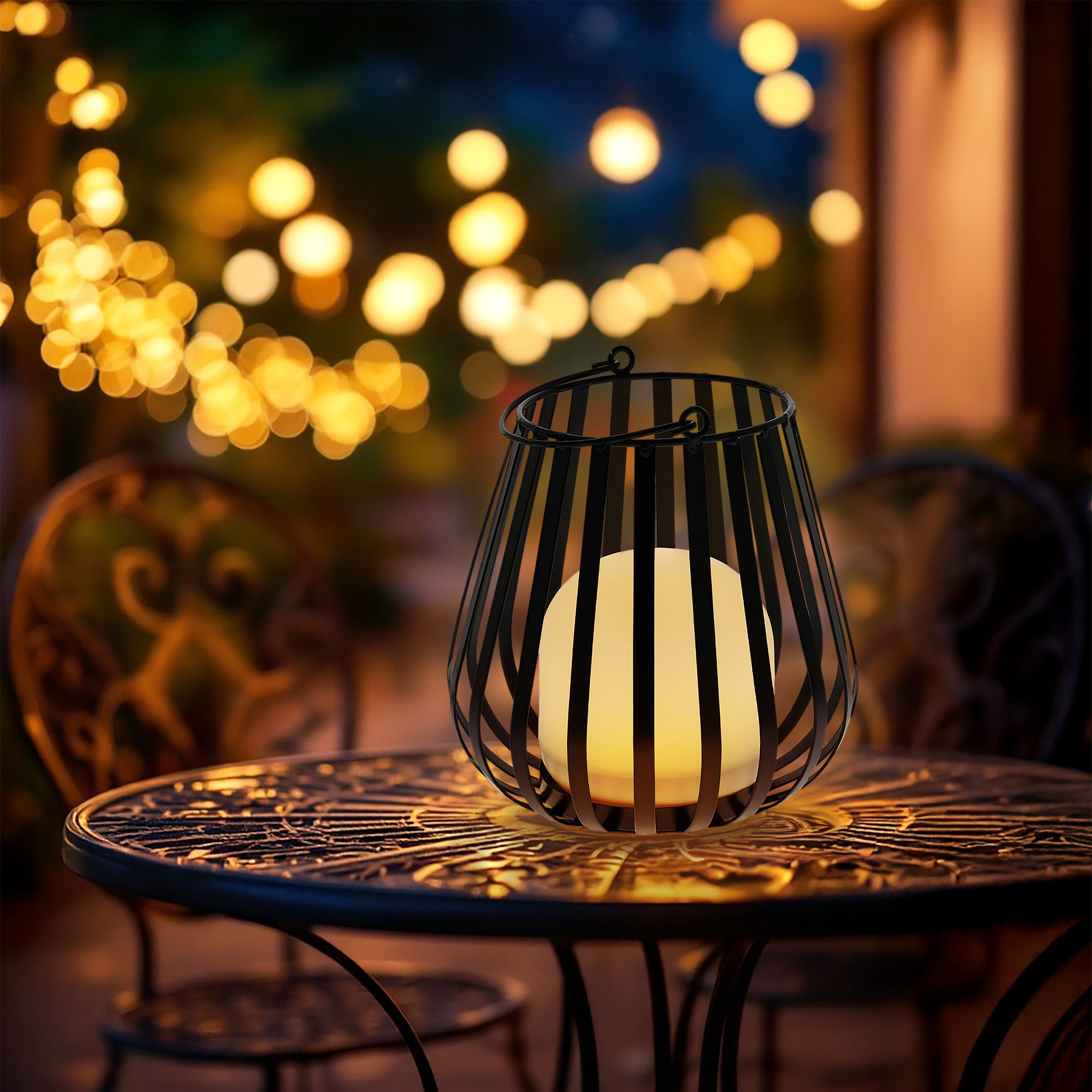 Spetebo LED Laterne Metall mit LED Leuchte für Außen und Innen 23 x 20 cm, Batterie betrieben, LED fest integriert, warm weiß, mit entnehmbarer LED Leuchte