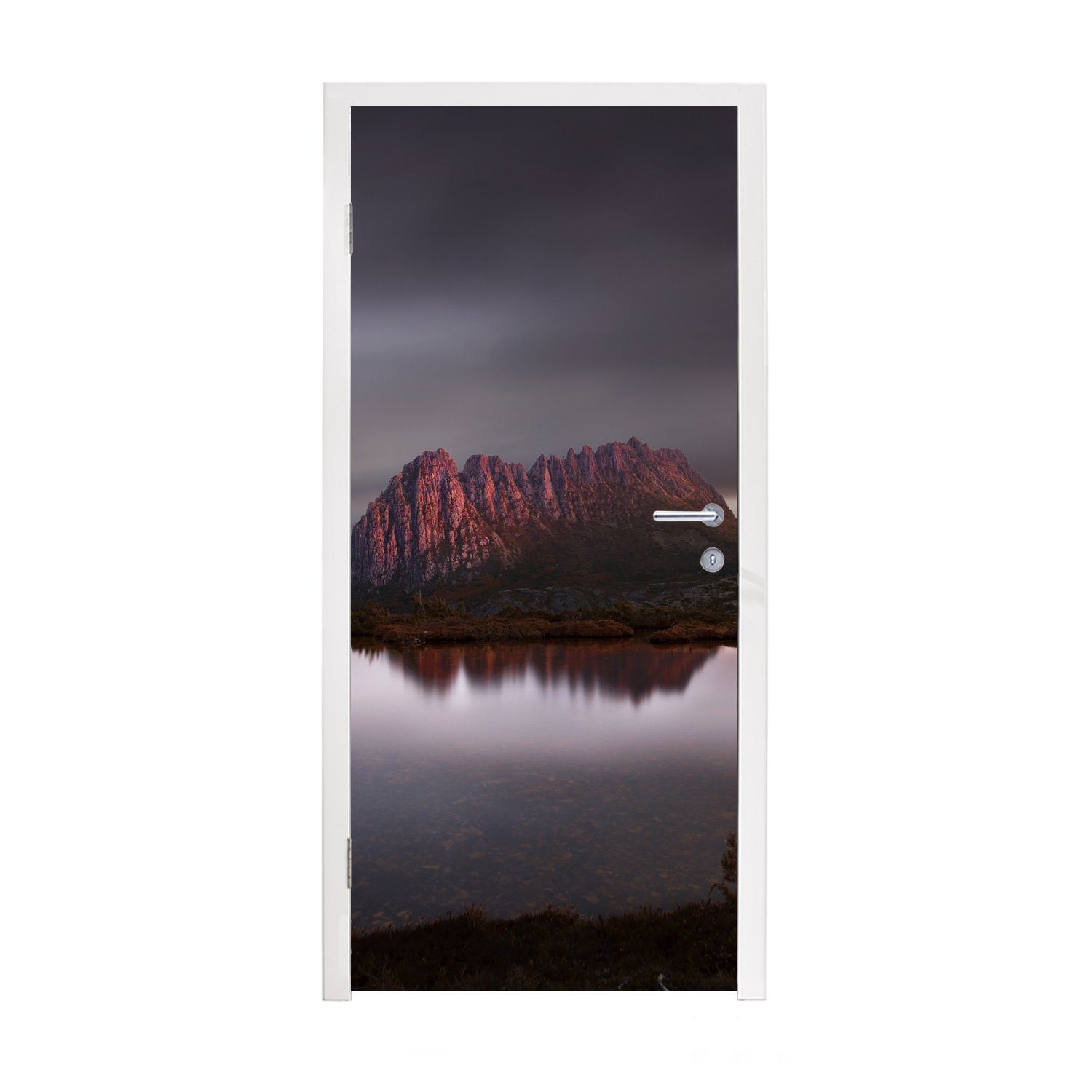 bedruckt, Matt, Türaufkleber, Fototapete Tür, (1 cm St), Cradle 75x205 Sonnenaufgang MuchoWow am Tasmanien, Mountain für Türtapete in