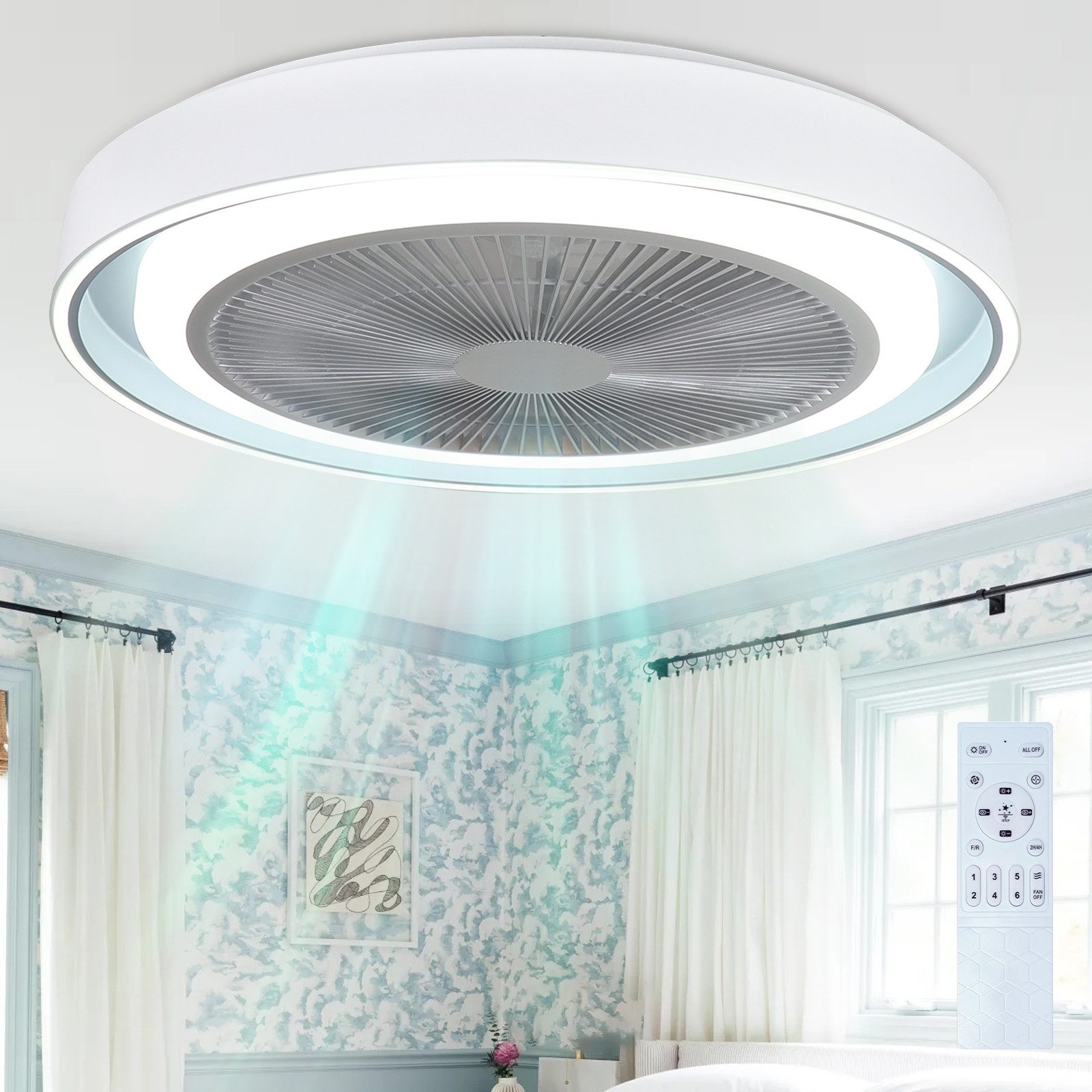 Nettlife Deckenventilator mit Licht und Fernbedienung 43W Leise LED Deckenl günstig online kaufen