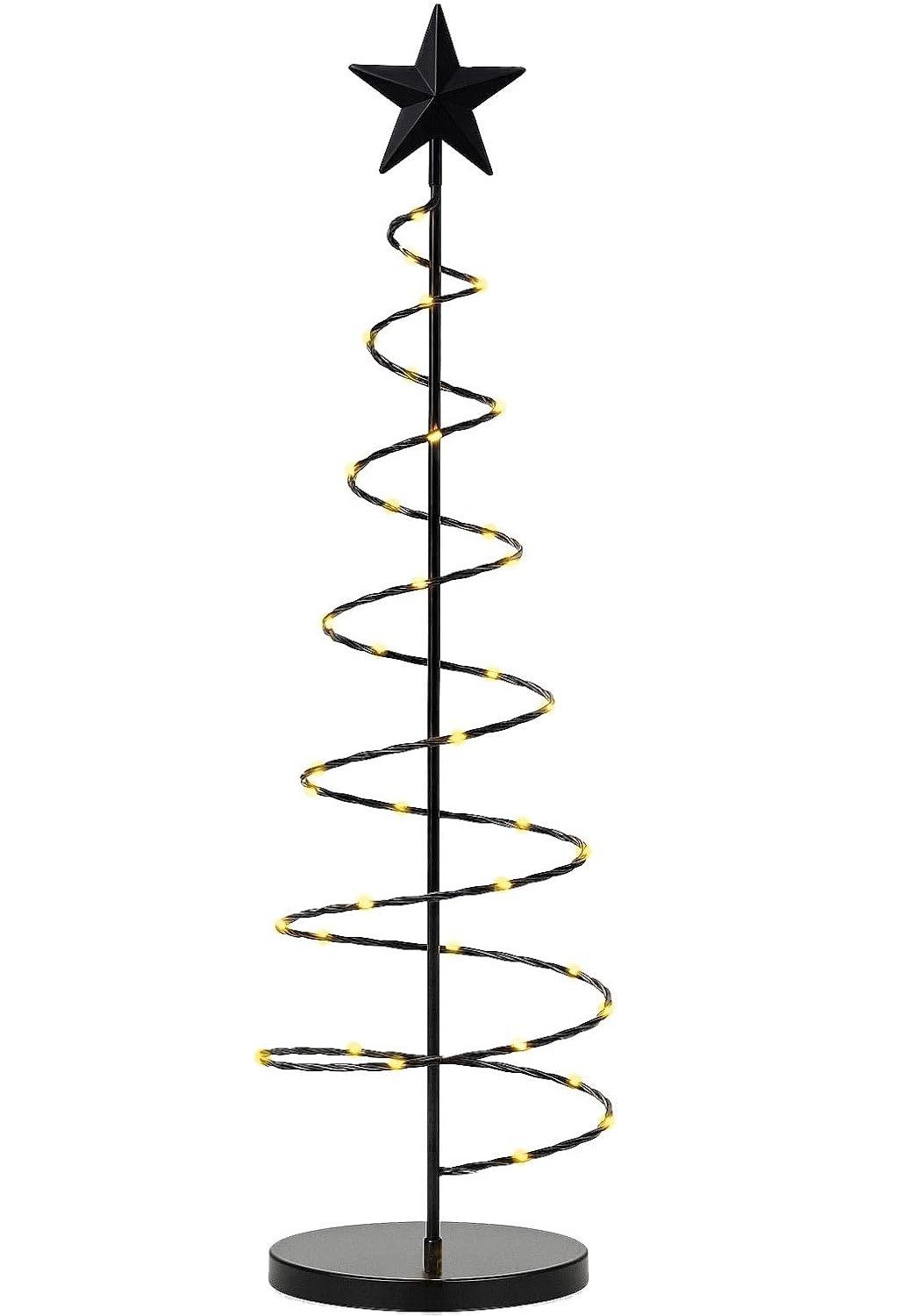 mucHome Künstlicher Weihnachtsbaum Spiral Weihnachtsbaum 60cm mit 40 warmweiße LED Metall
