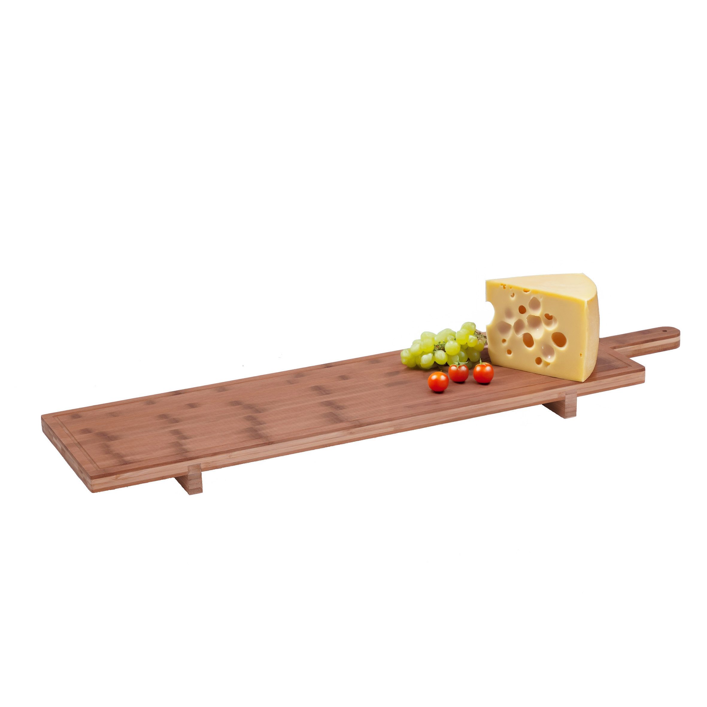 Spetebo Servierplatte XXL Massivholz Servierbrett mit Griff - 100 x 26 cm, Holz, (Brett, 1-tlg., Packung), lange Servierplatte lebensmittelecht
