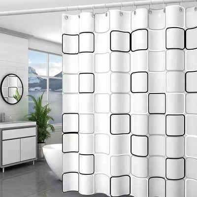 Fanci Home Duschvorhang »Quadrat«, Textil Polyester Anti-Schimmel wasserdicht Schimmelresistent Wasserabweisend Anti-Bakteriell Waschbar inklusive Ringe Duschvorhanghaken