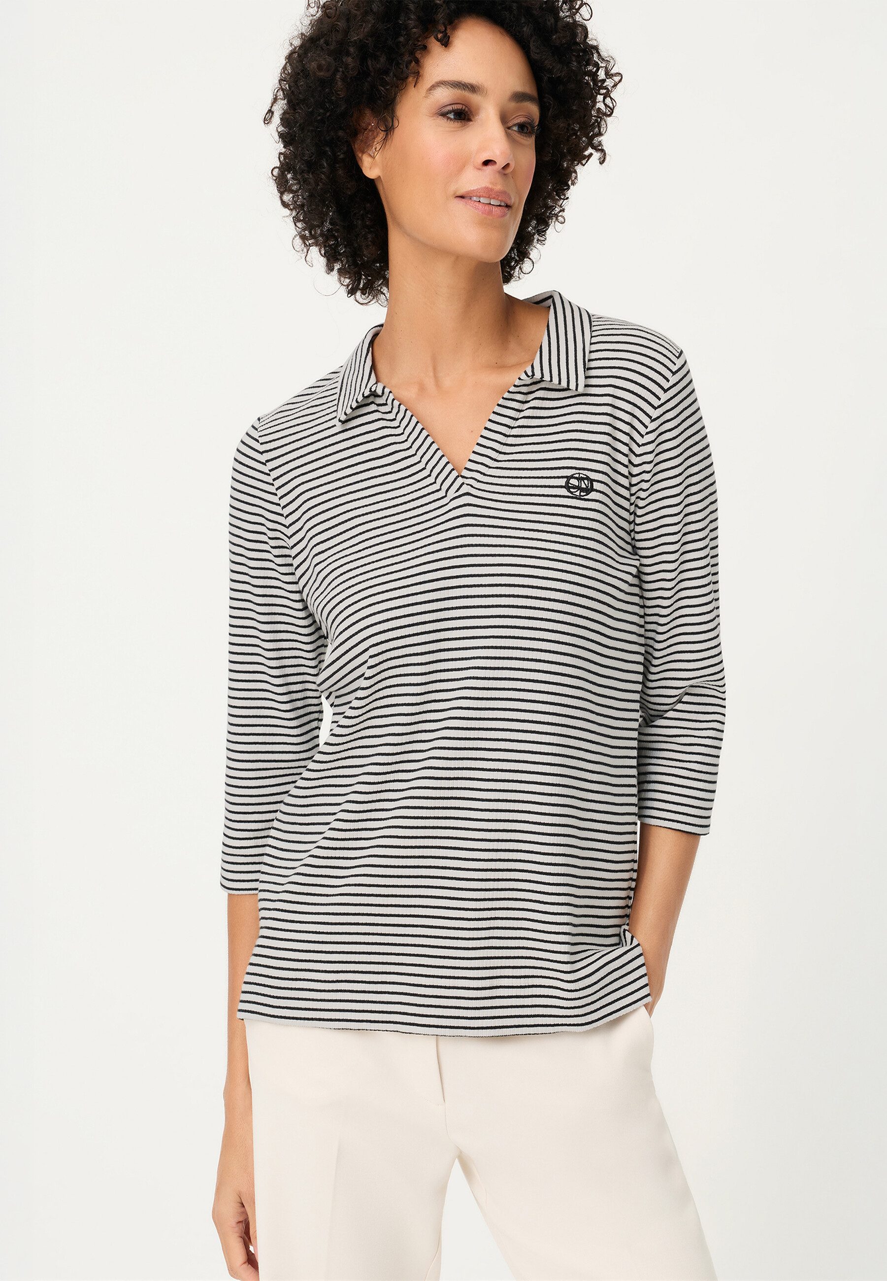 Olsen T-Shirt Polo-Shirt mit Streifenmuster