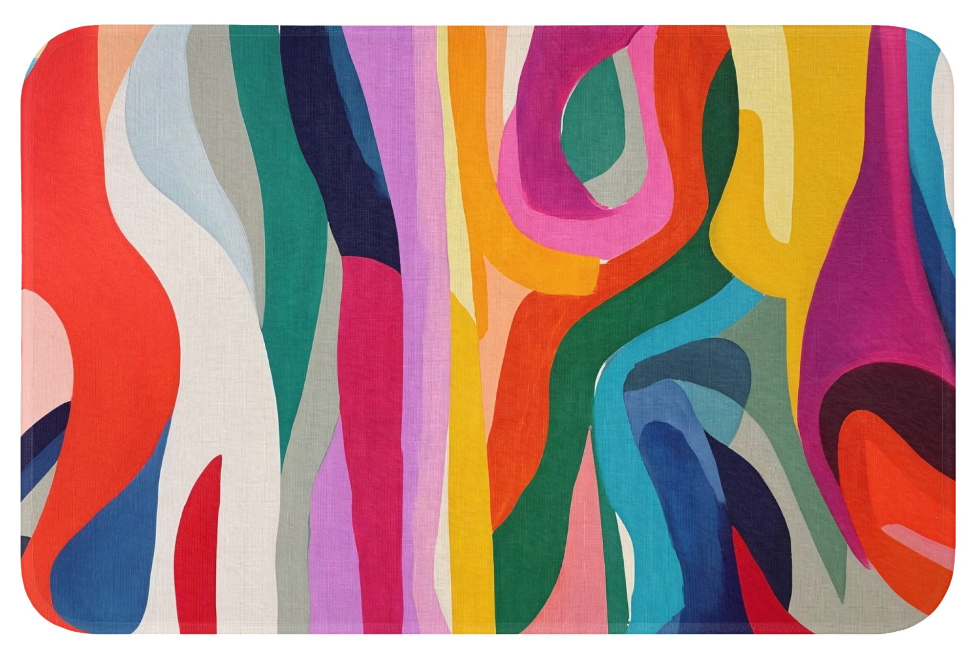 OnlyWow Badematte Abstrakt - Bunt - Wellen - Linien, Höhe 10 mm, Polyester, Rechteckig, Badezimmerteppich, Badteppich, Rutschfest, Badvorleger, Waschbar