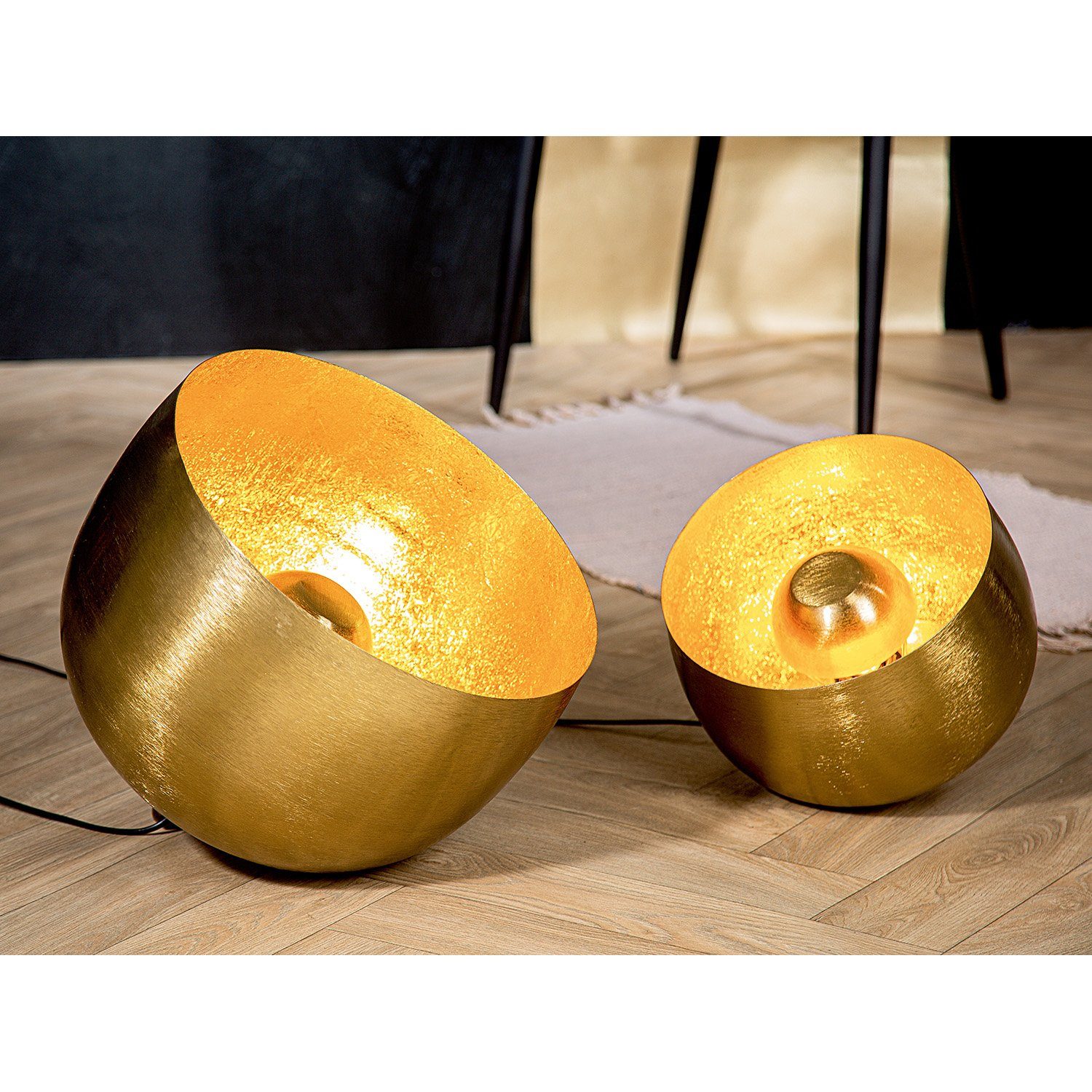GILDE Stehlampe GILDE Bodenlampe Meteo - gold - H. 25cm x D. 25,5cm